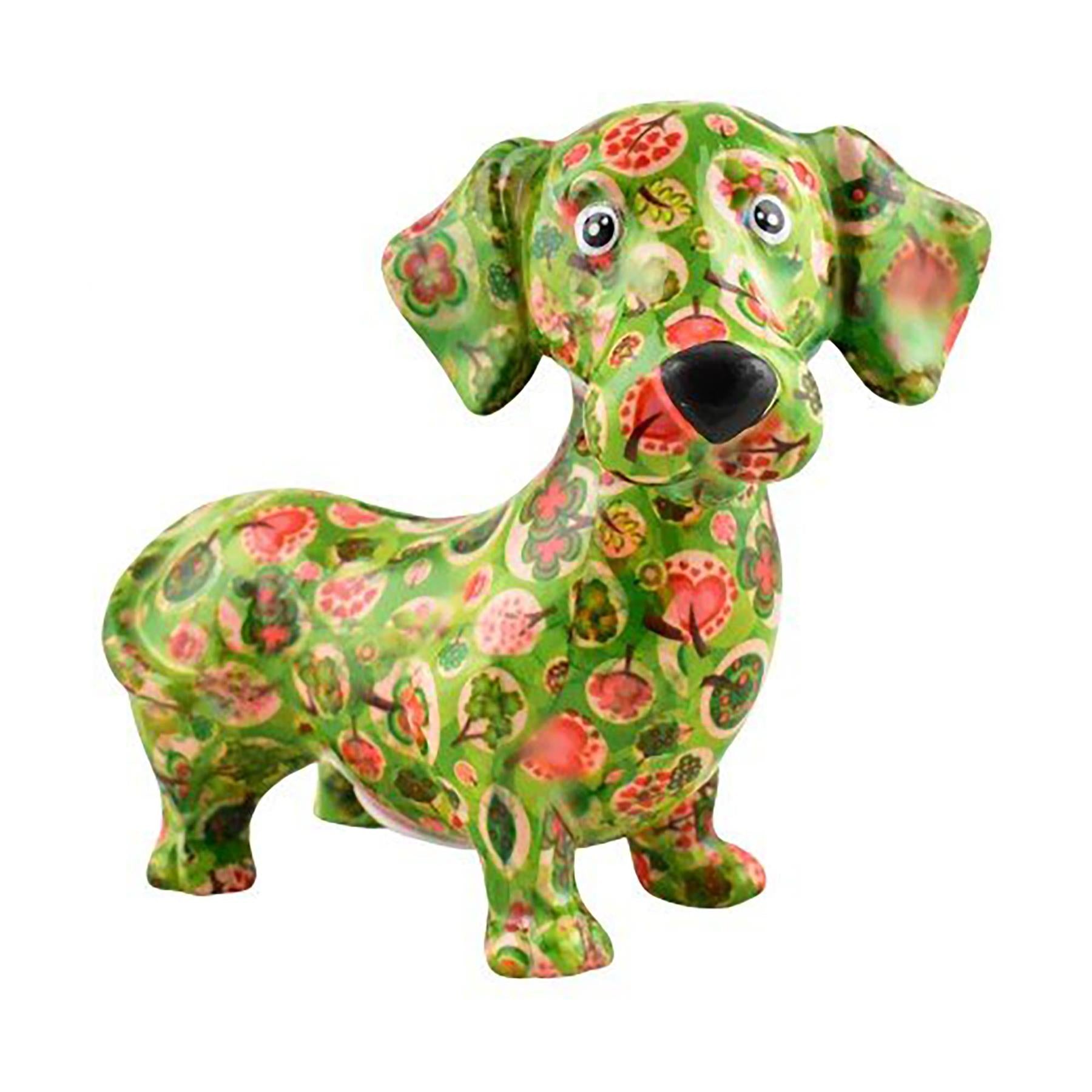 Pomme Pidou 'Dennis' bright coloured ceramic Dachshund shaped Money Box (Medium) (6 PACK, ASSORTED)