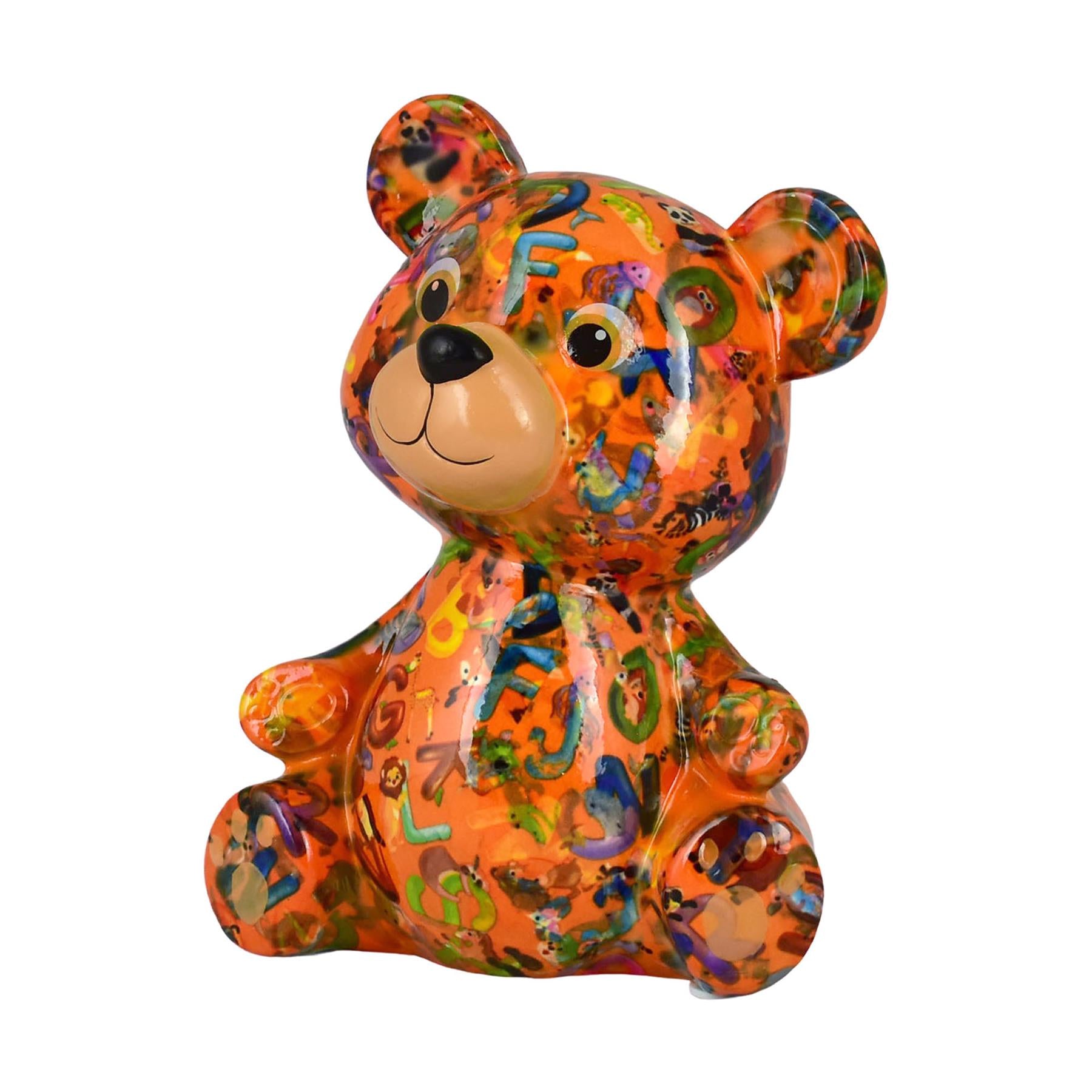 Pomme Pidou medium 'Toto' bright coloured ceramic Teddy Bear shaped Money Box (6 PACK, ASSORTED)