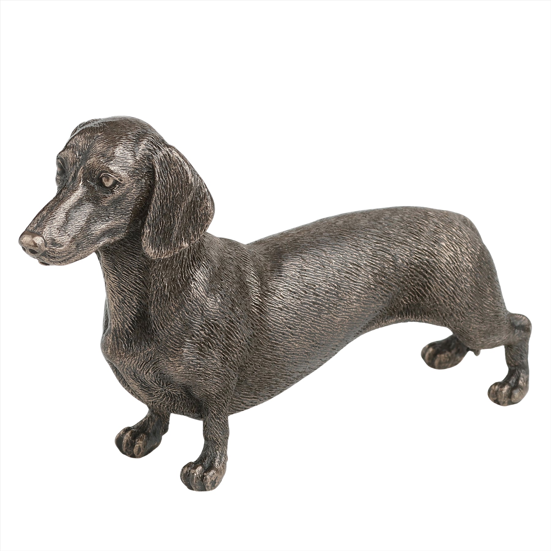Dachshund figurine in solid cold cast bronze, gift boxed
