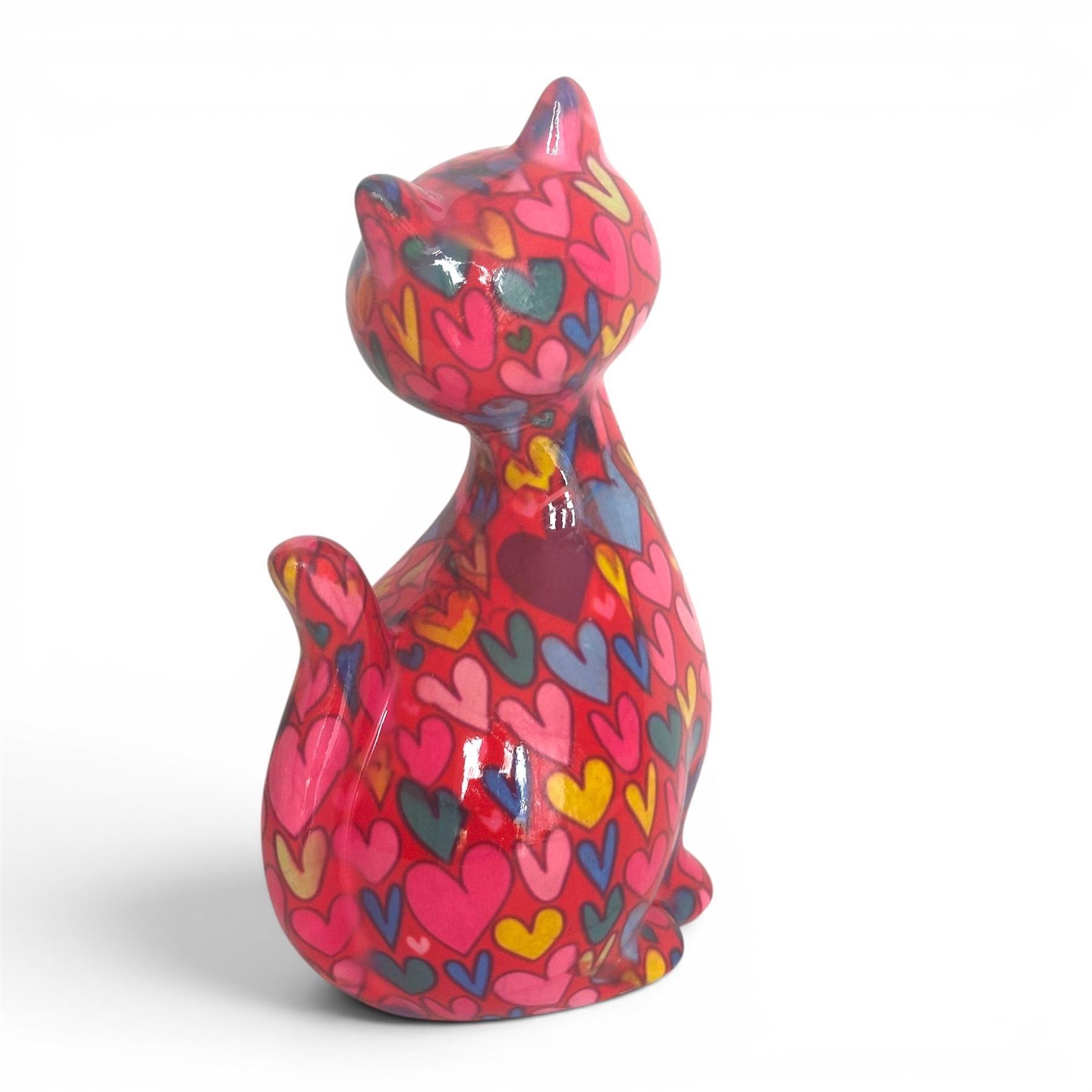 Pomme Pidou 'Beau' the Cat With Love Hearts Pattern Ceramic Figurine