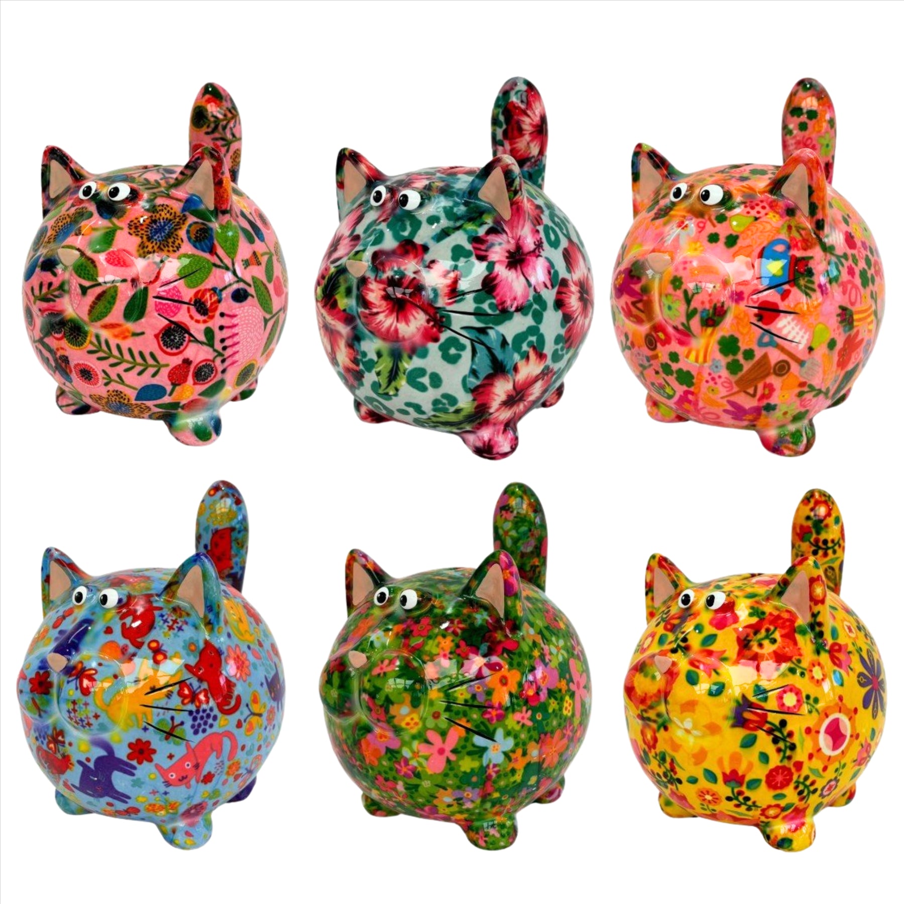 Pomme Pidou 'Fritz' Cat shaped ceramic Money Box (Medium) (6 PACK, ASSORTED)