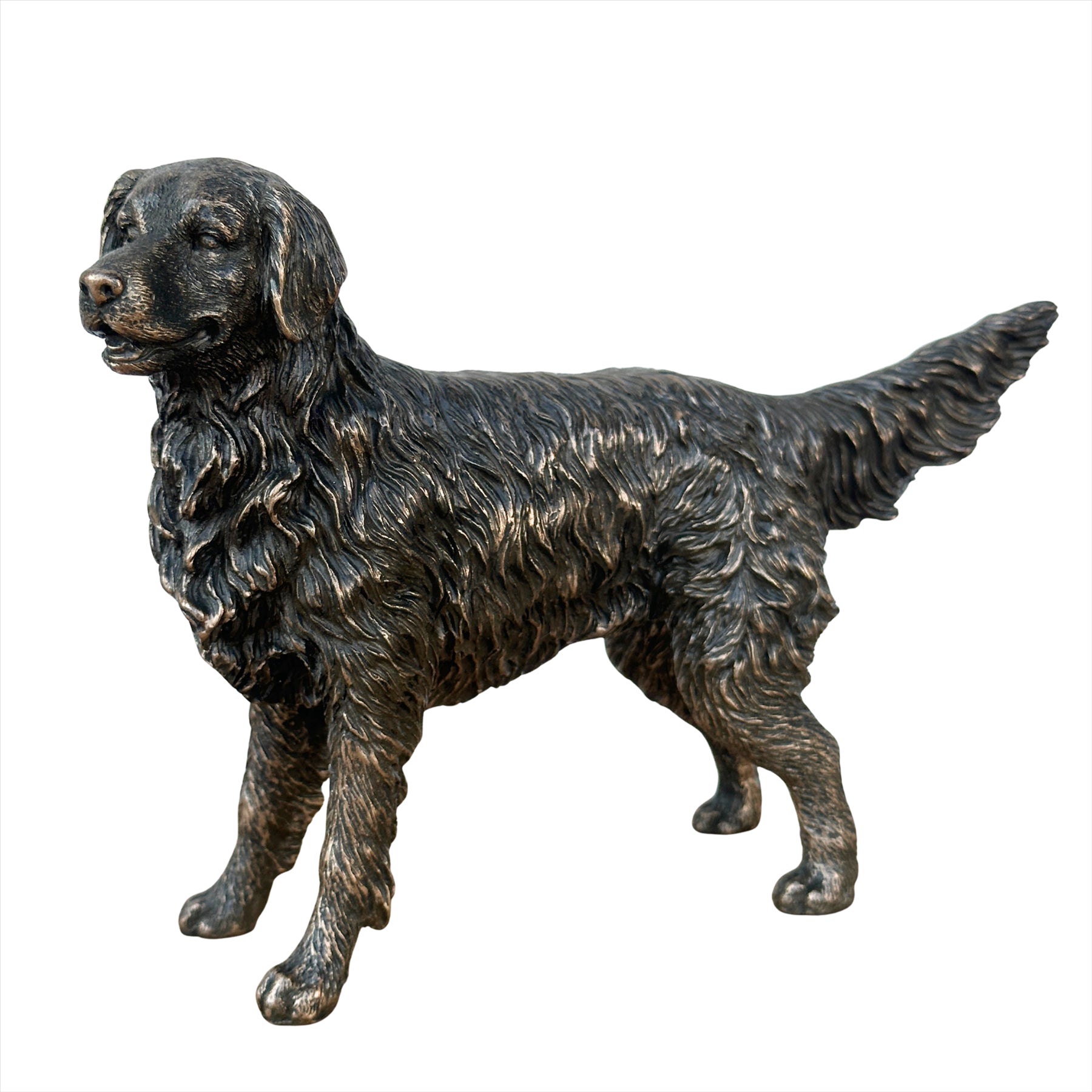 Retriever figurine in solid cold cast bronze, gift boxed