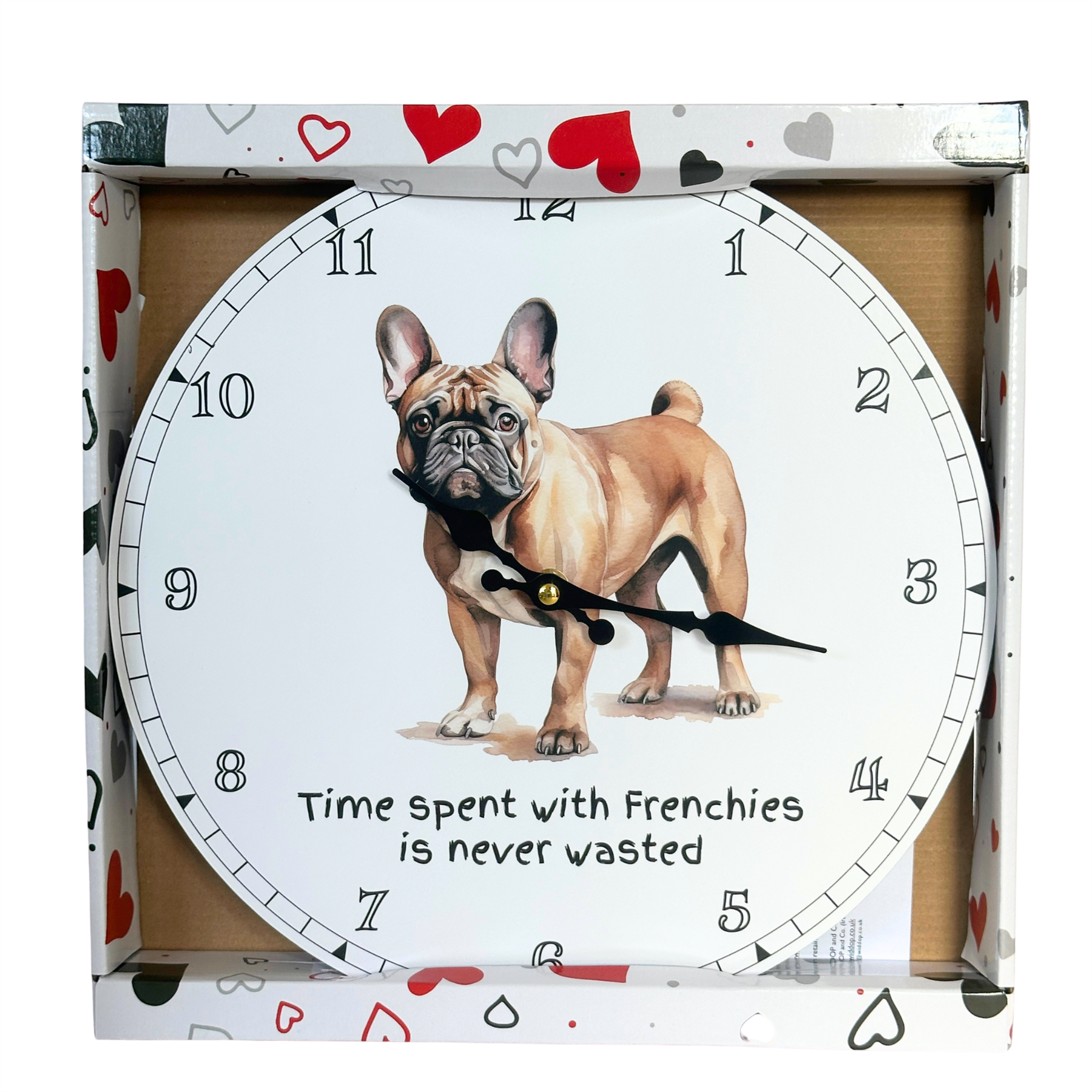 'Love Dogs' Dog Breeds Wall Clock 'Time Spent With Frenchies'