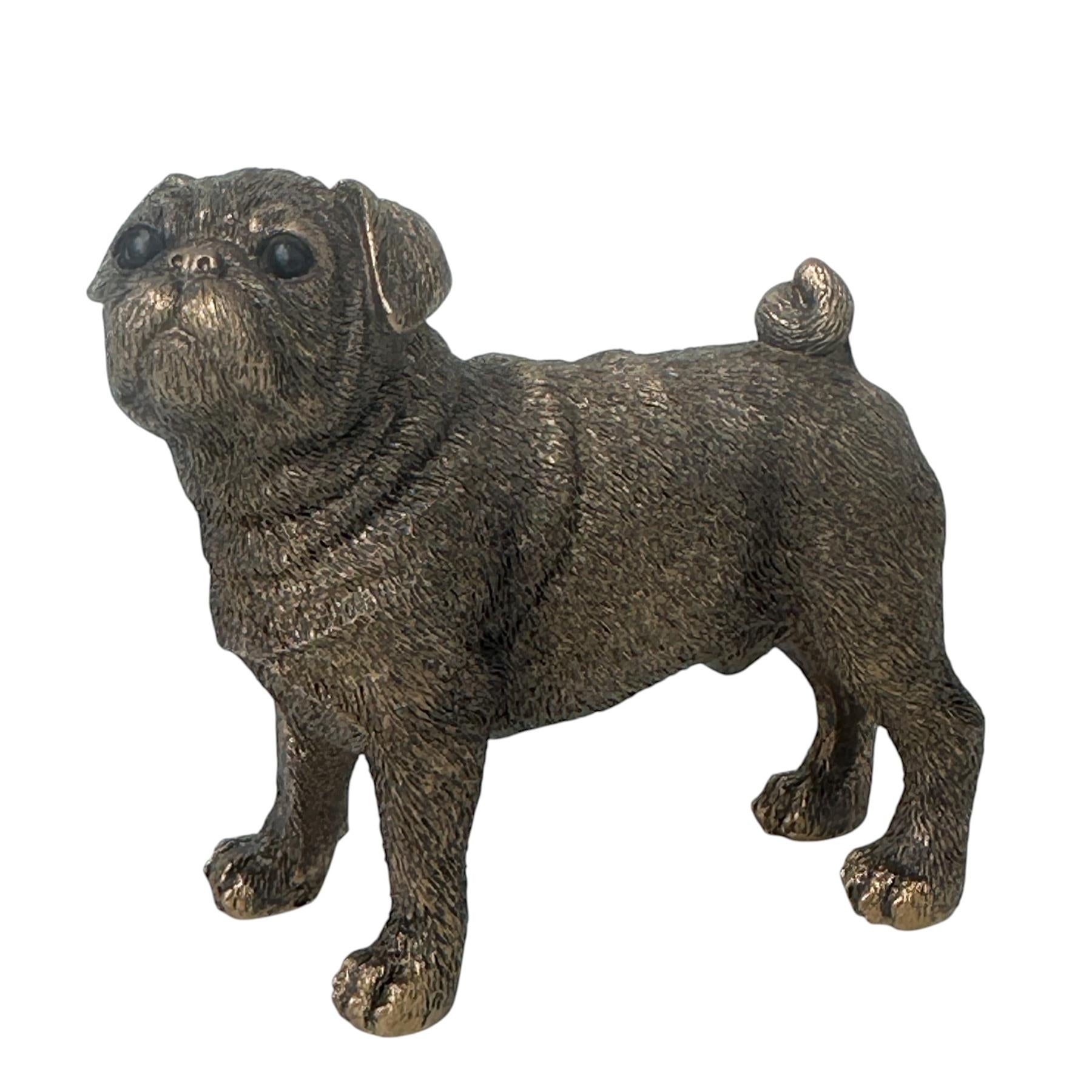 Pug Dog figurine, Leonardo Reflections Bronzed, gift boxed