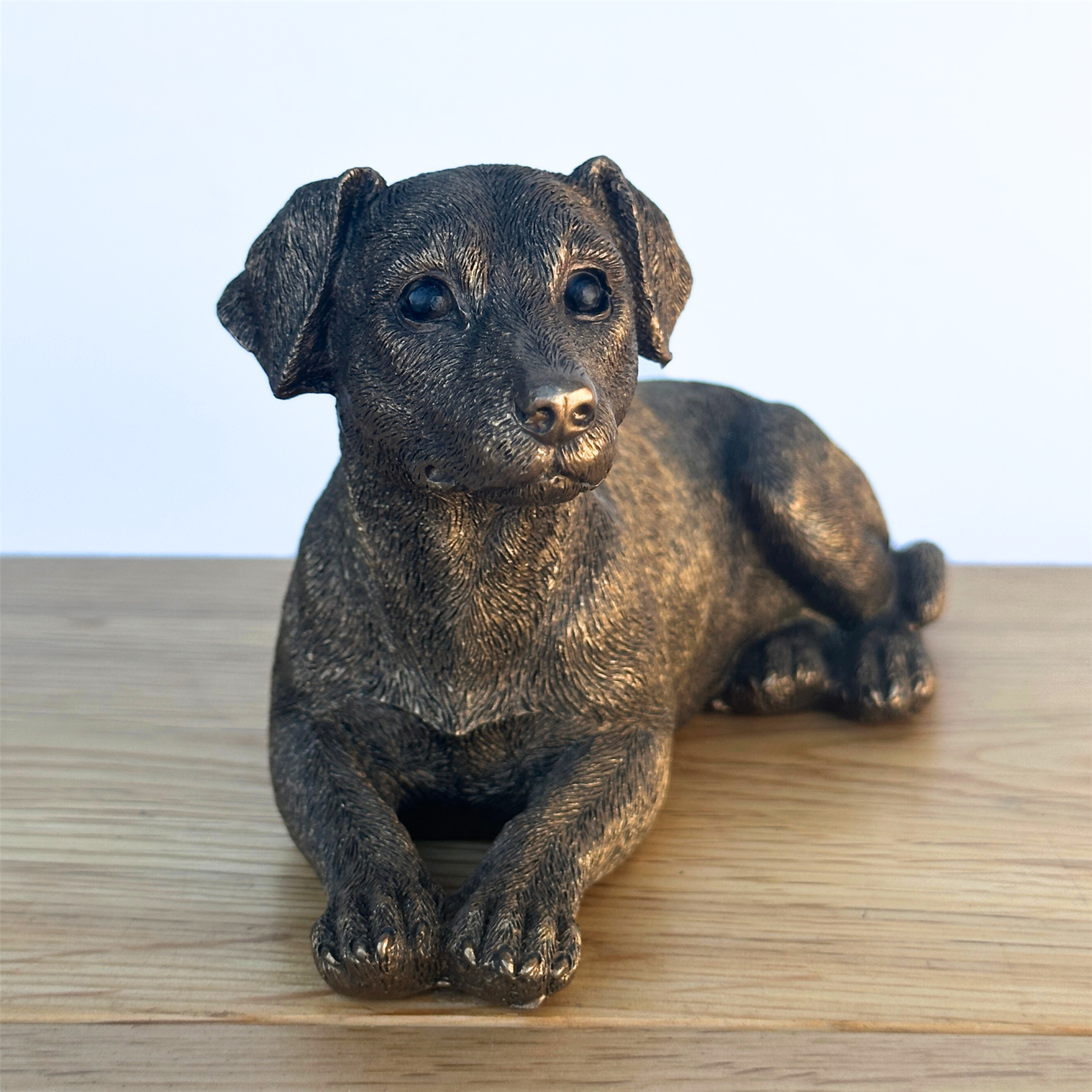 Laying Jack Russell Terrier Dog figurine, Leonardo Reflections Bronzed, gift boxed