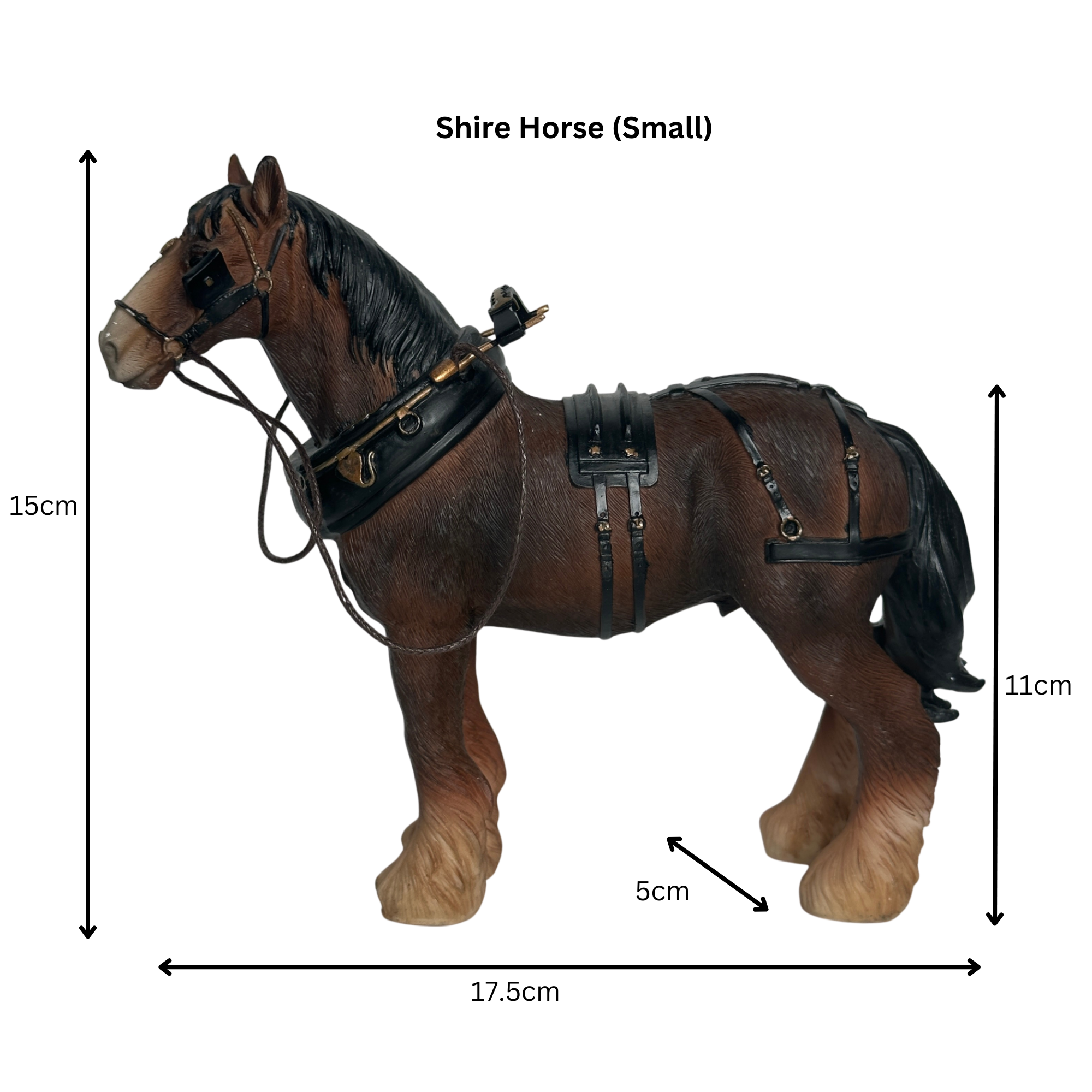 FACTORY SECONDS - 50% OFF - Leonardo Bay Shire Cart Heavy Horse in harness ornament figurine, gift boxed (length 18cm)