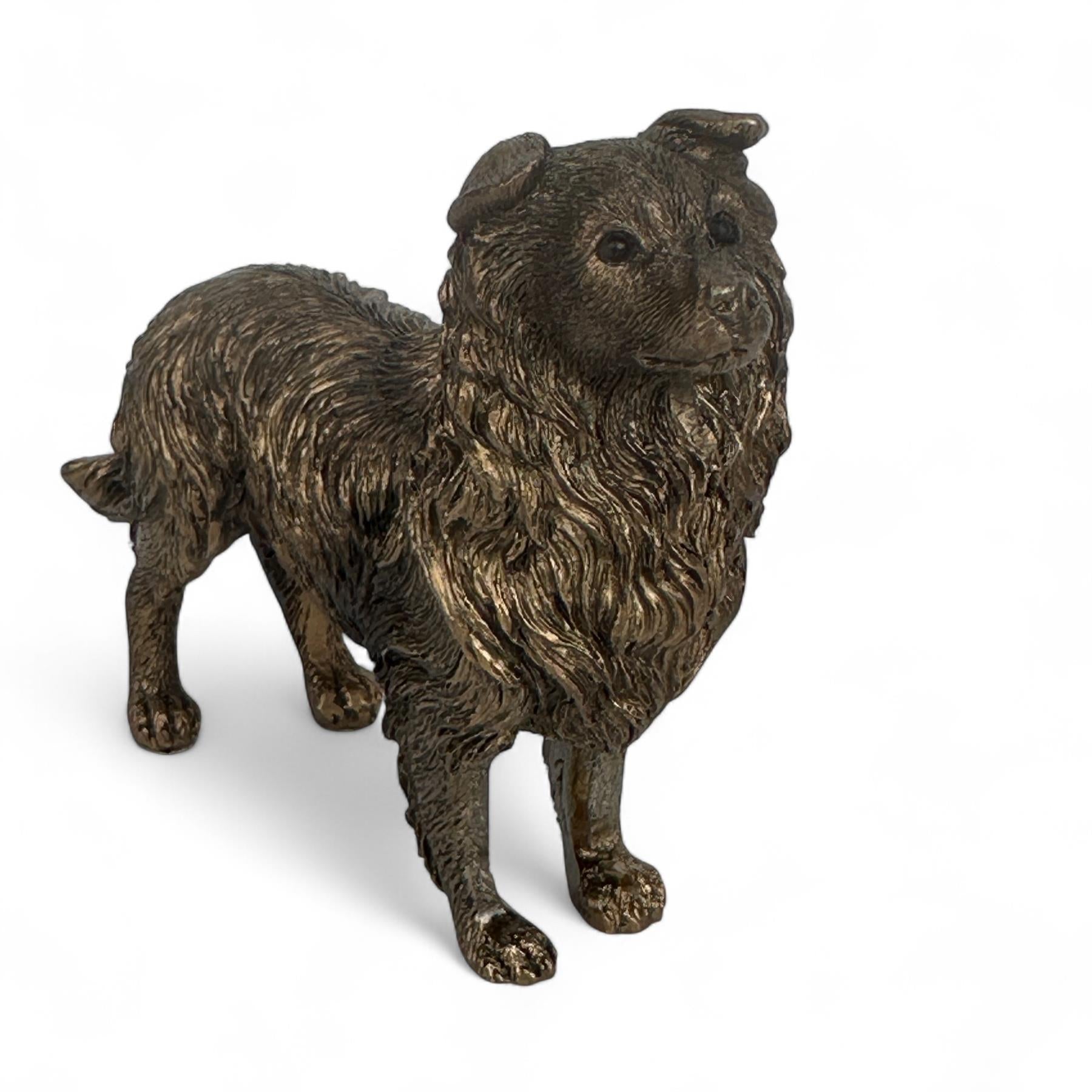 Border Collie Dog figurine, Leonardo Reflections Bronzed, gift boxed