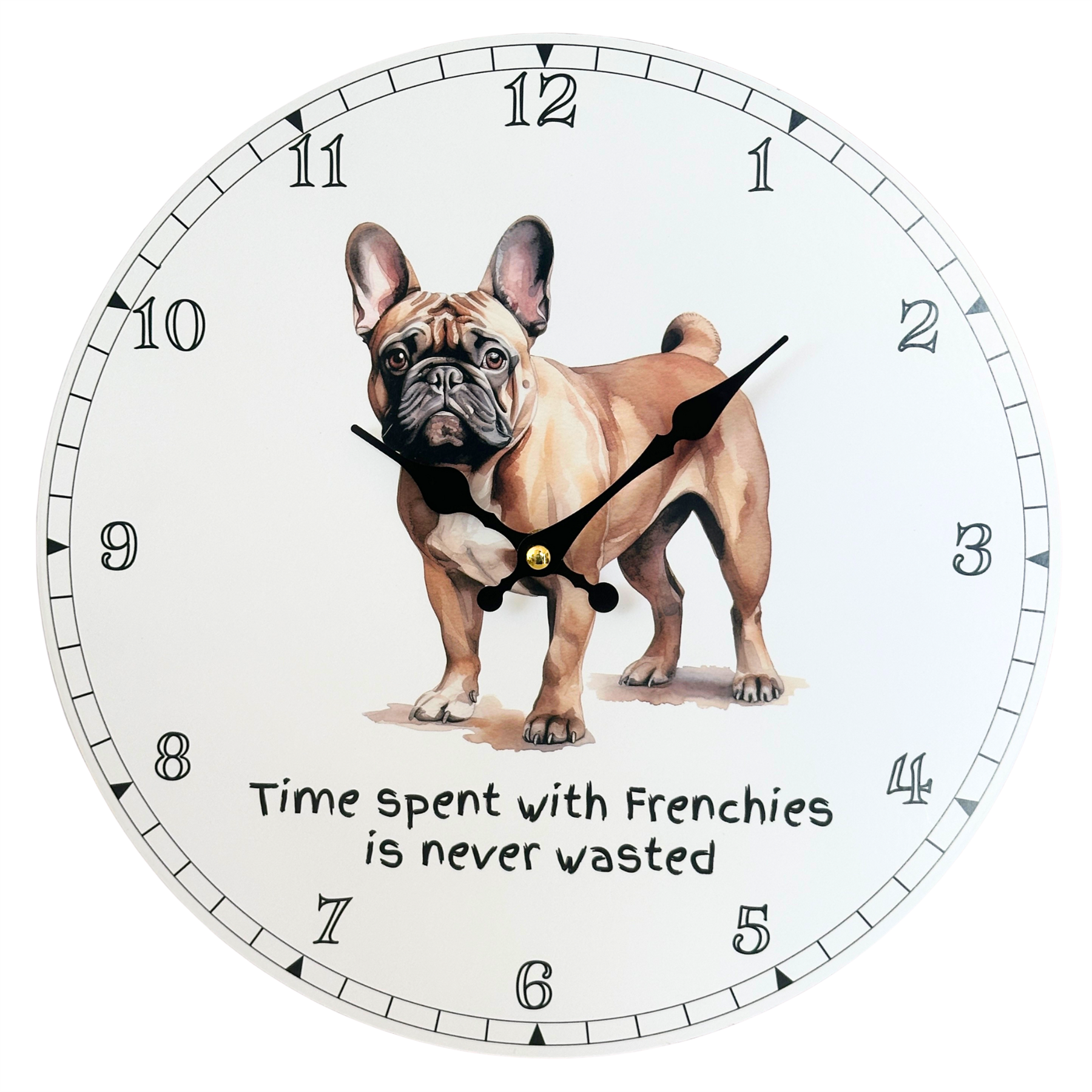 'Love Dogs' Dog Breeds Wall Clock 'Time Spent With Frenchies'