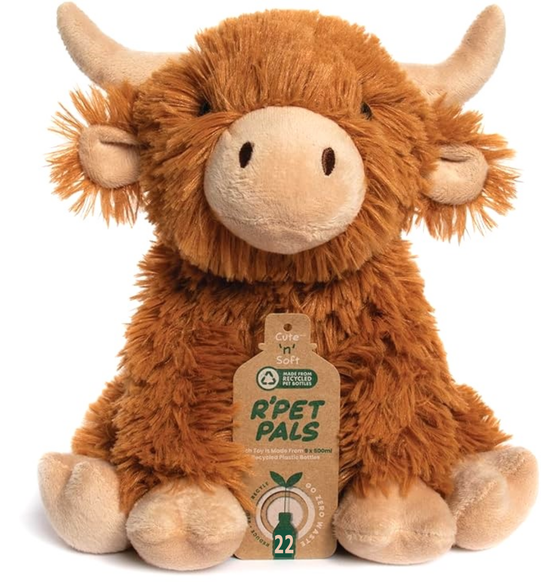 Large 30cm RPET PALS sitting Highland Cow Soft Toy