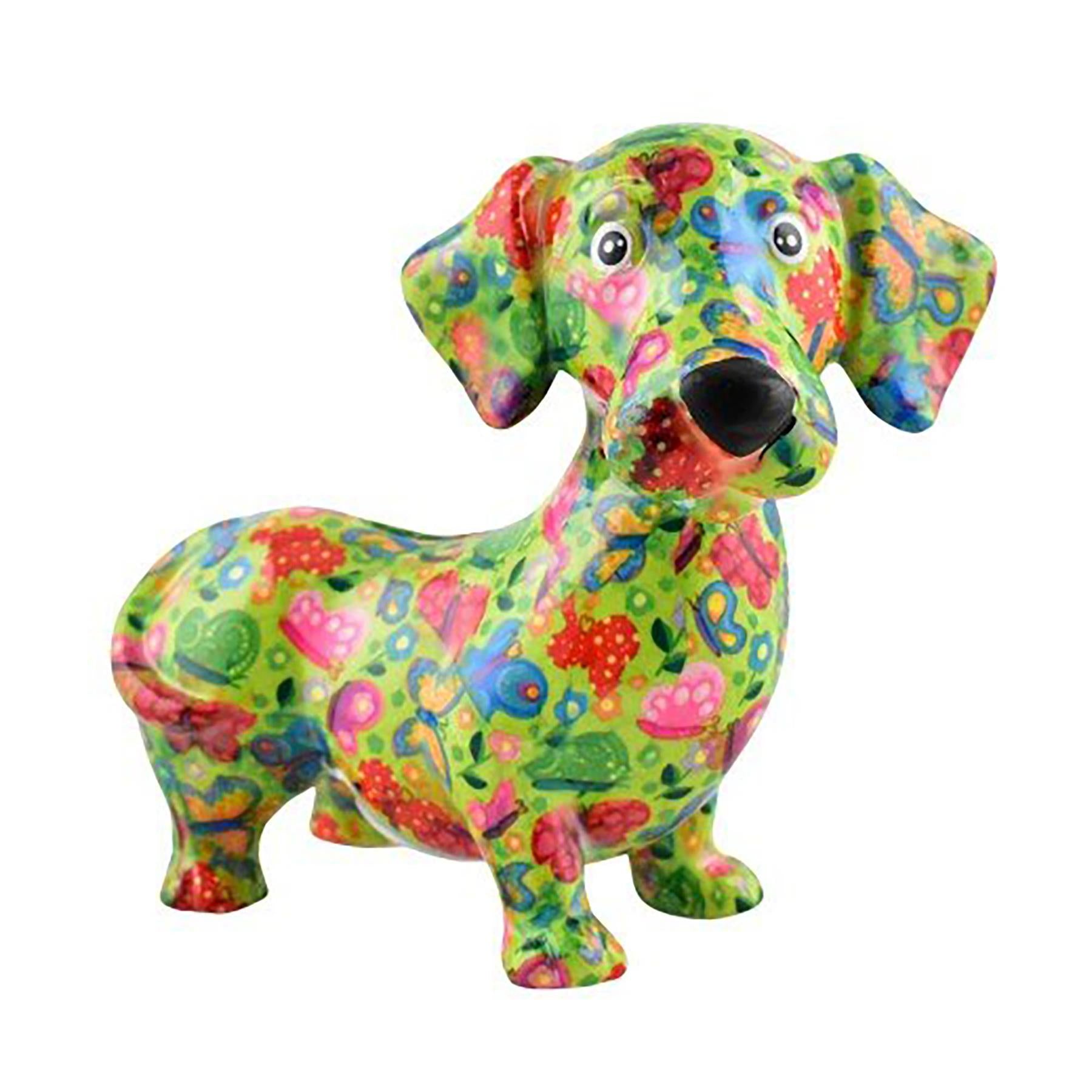 Pomme Pidou 'Dennis' bright coloured ceramic Dachshund shaped Money Box (Medium) (6 PACK, ASSORTED)