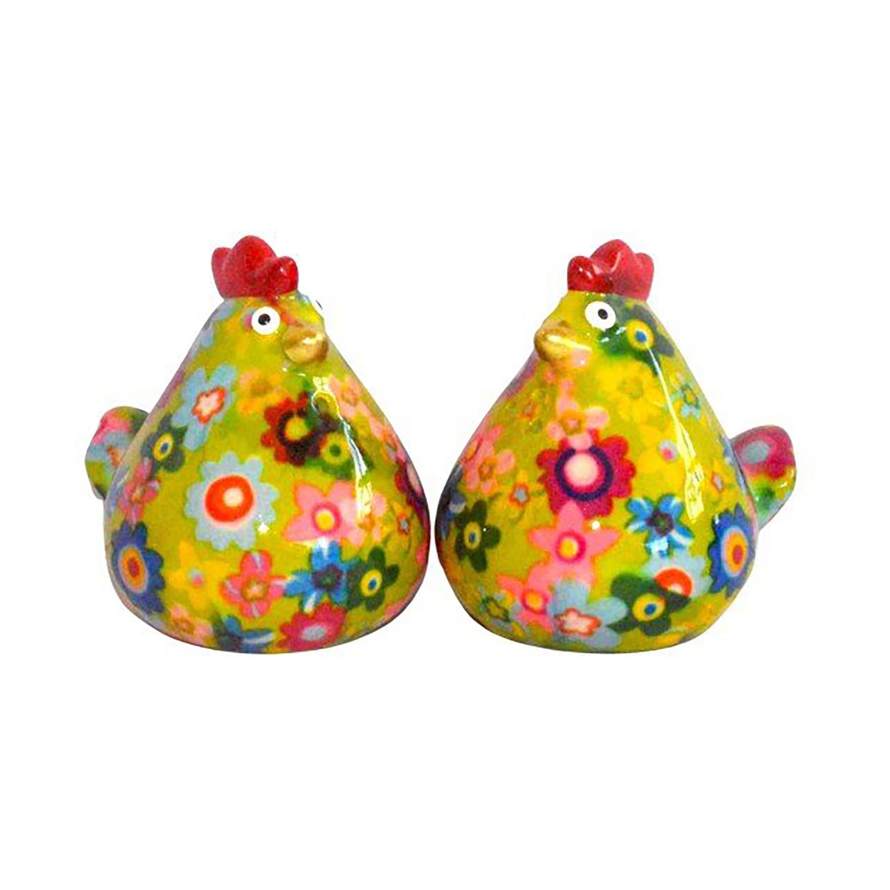 Pomme Pidou 'Matilda' bright coloured ceramic Chicken shaped Salt & Pepper Shaker set (6 SETS, ASSORTED)