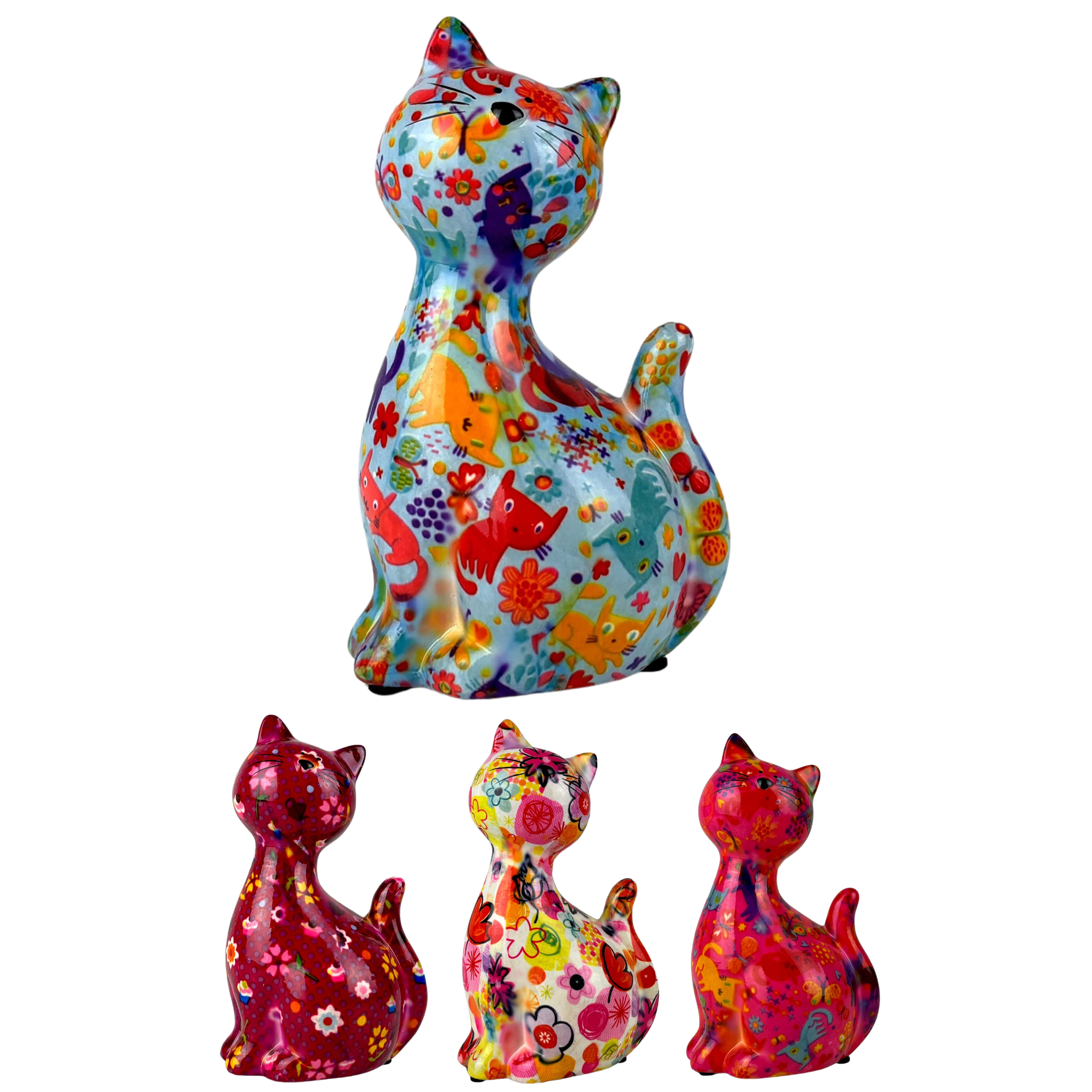 Pomme Pidou 'Caramel' ceramic Cat shaped Money Box, 17.5cm, gift boxed (8 PACK)