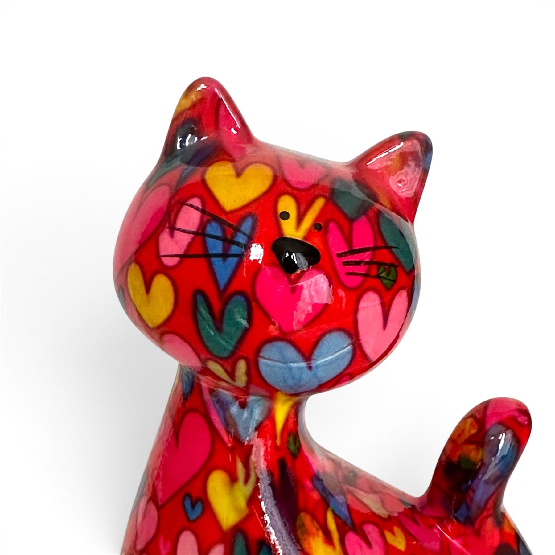 Pomme Pidou 'Beau' the Cat With Love Hearts Pattern Ceramic Figurine