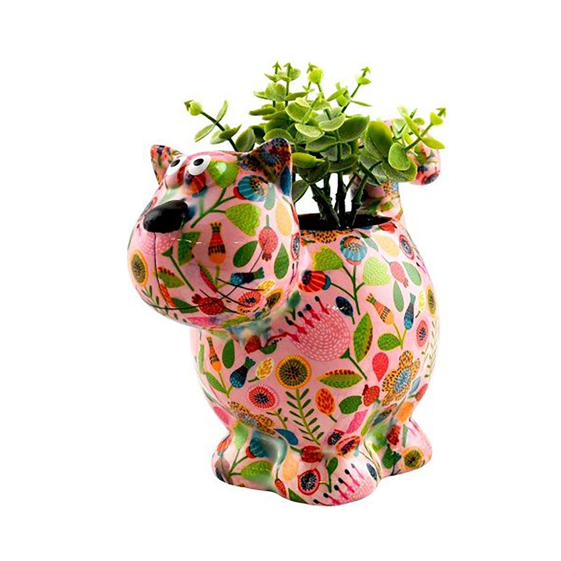 Pomme Pidou 'Dorothy' bright coloured cat shaped ceramic planter (6 PACK, ASSORTED)