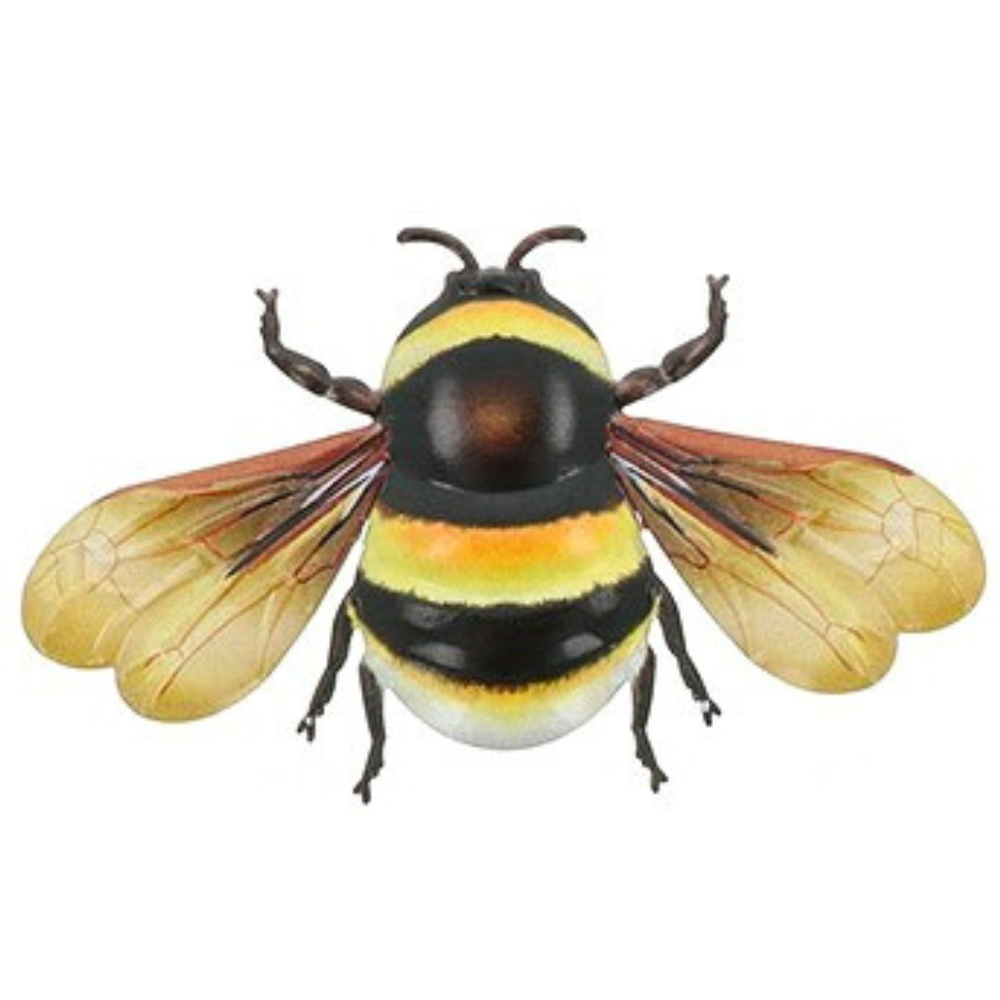 3 x large 30 cm wide mixed colour metal Bees, bright colour garden decoration