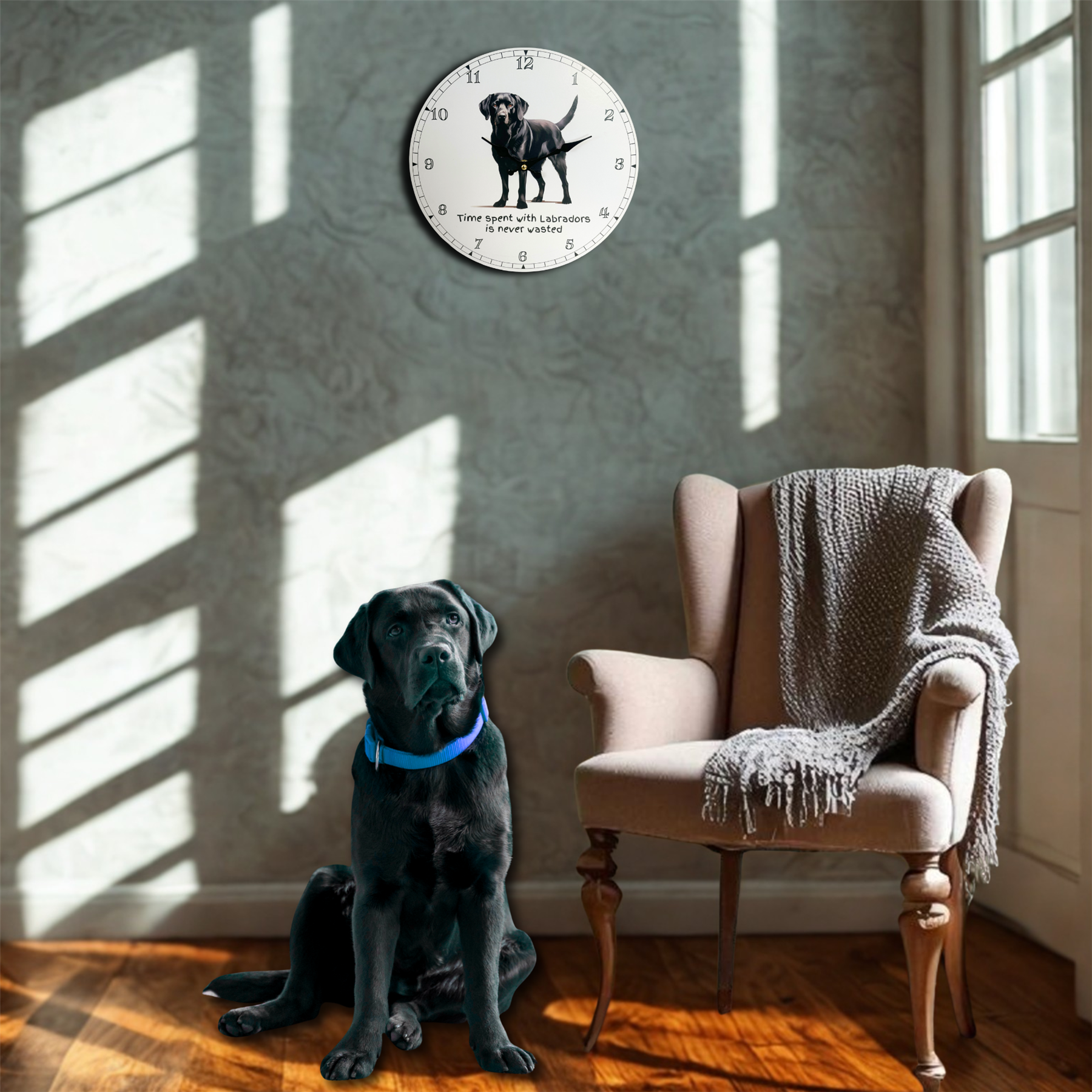 'Love Dogs' Dog Breeds Wall Clock 'Time Spent With Labradors'