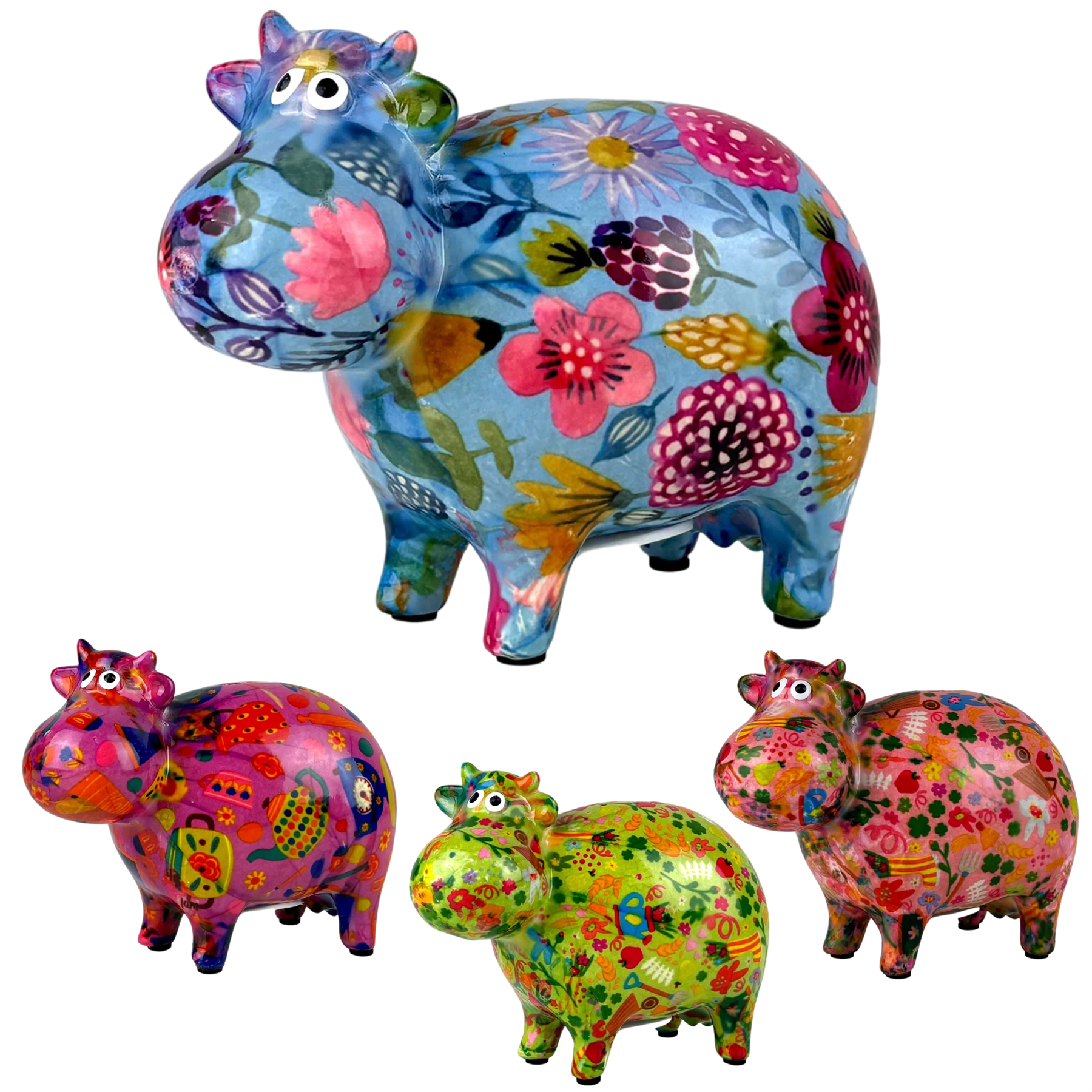 Pomme Pidou 'Bella' ceramic Cow shaped Money Box, 16cm, gift boxed (8 PACK)
