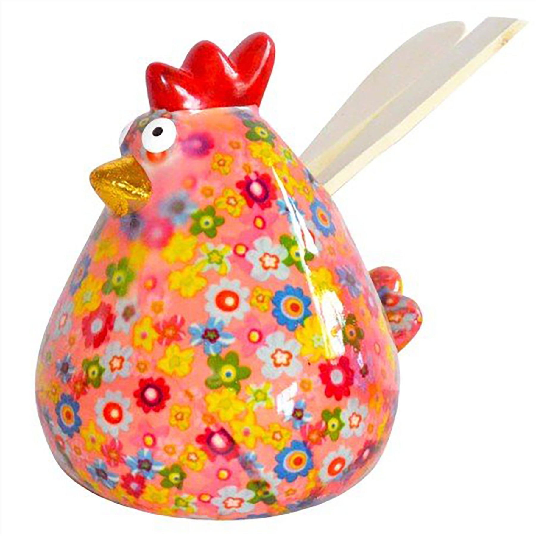 Pomme Pidou 'Matilda' bright coloured ceramic Chicken shaped kitchen utensil holder with utensils (3 PACK, ASSORTED)