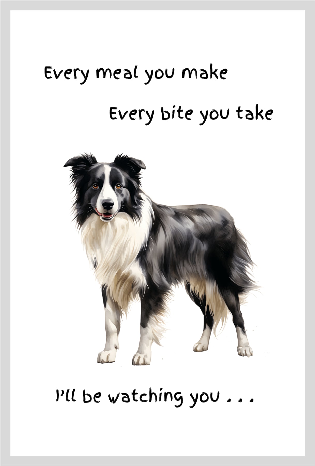 Dog Tea Towel With 'Watching You' Funny Wording (Border Collie)