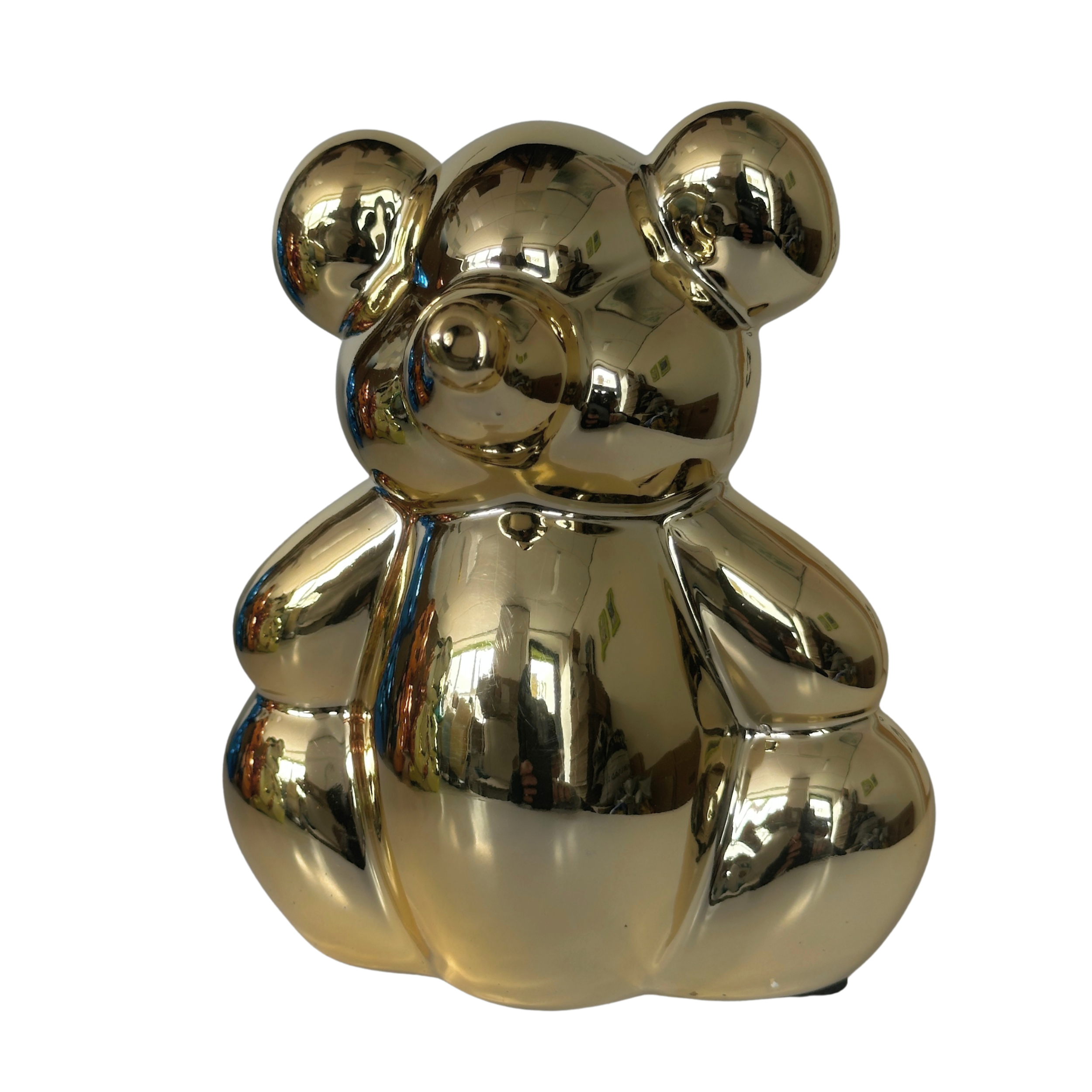 Pomme Pidou 'Waldo' Folly Fiesta mirror finish ceramic Teddy Bear shaped Money Box (Small) (6 PACK, ASSORTED)