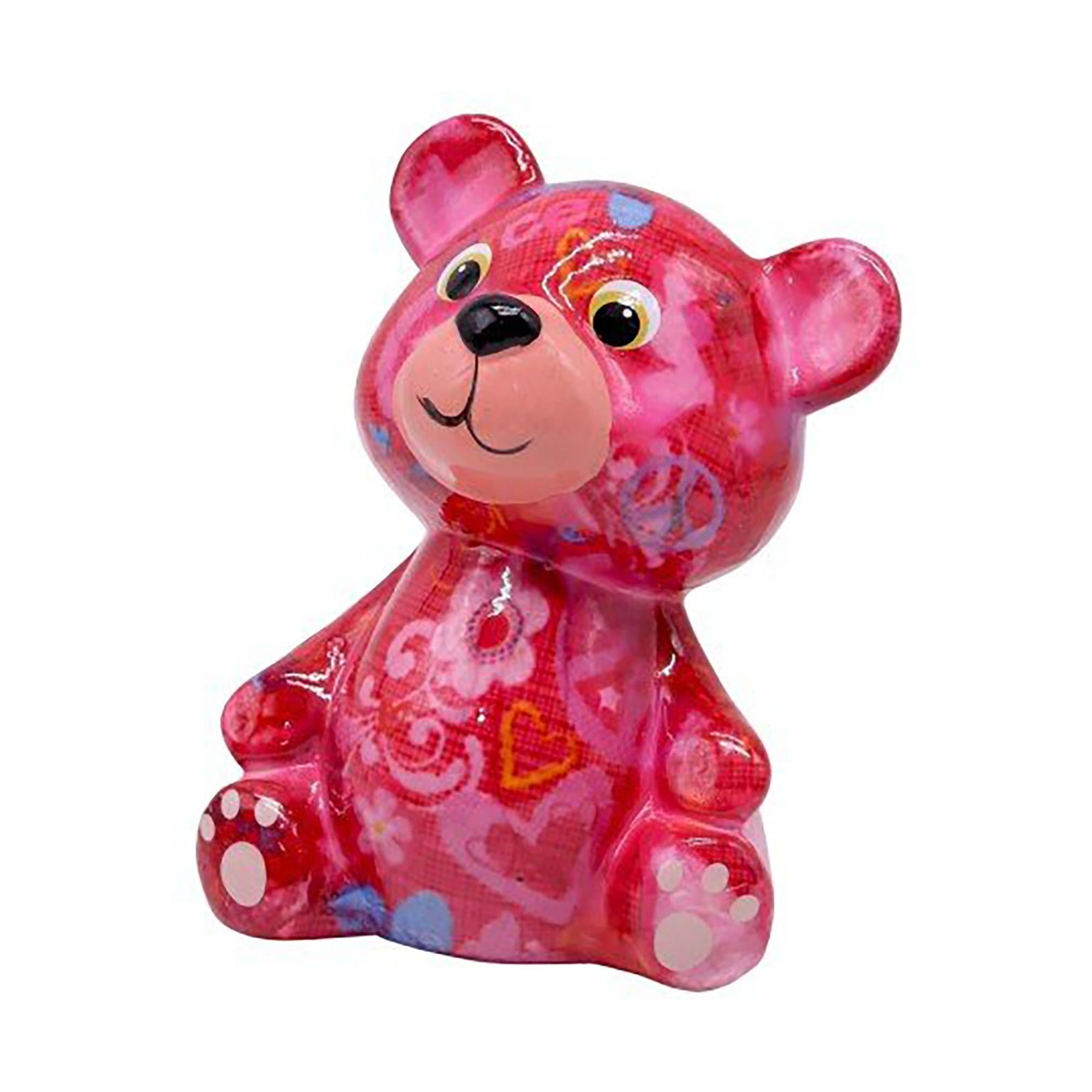 Pomme Pidou mini 'Toto' bright coloured ceramic Teddy Bear shaped Money Box (6 PACK IN DISPLAY BOX)