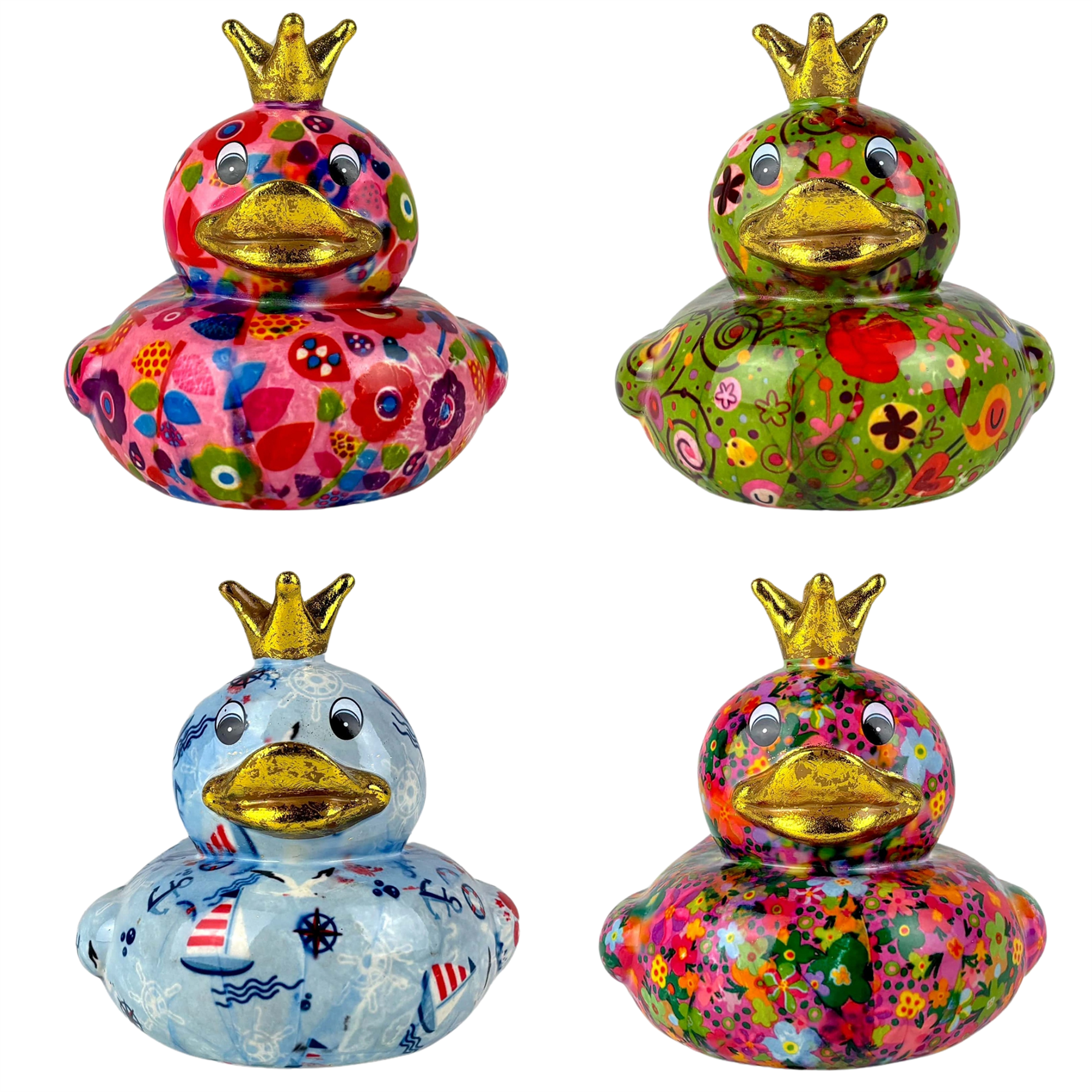Pomme Pidou 'Ducky' Duck Shaped Ceramic Money Box Piggy Bank, 18cm, gift boxed (8 PACK)