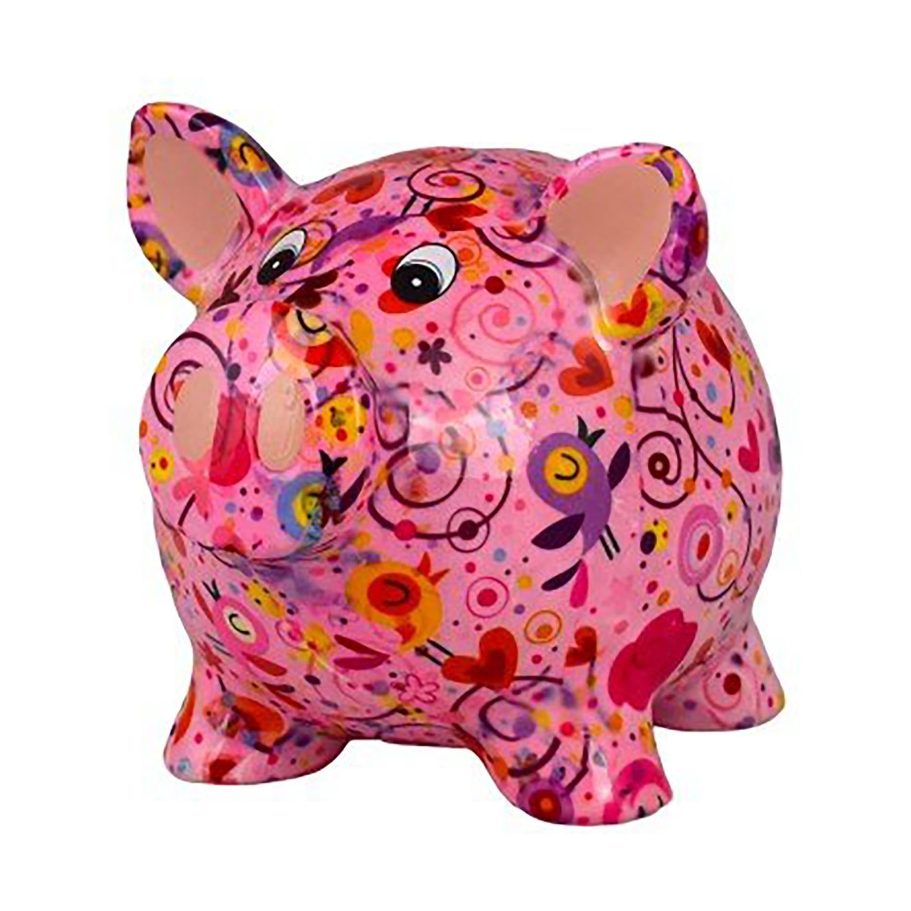 Pomme Pidou 'Rosie' (Medium) bright coloured ceramic Pig shaped Money Box (Medium) (6 PACK, ASSORTED)