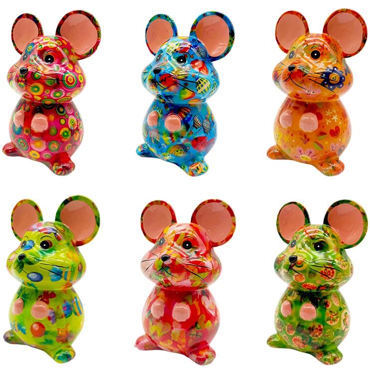 Pomme Pidou 'Martha' bright coloured ceramic Mouse shaped Money Box (Medium) (6 PACK, ASSORTED)