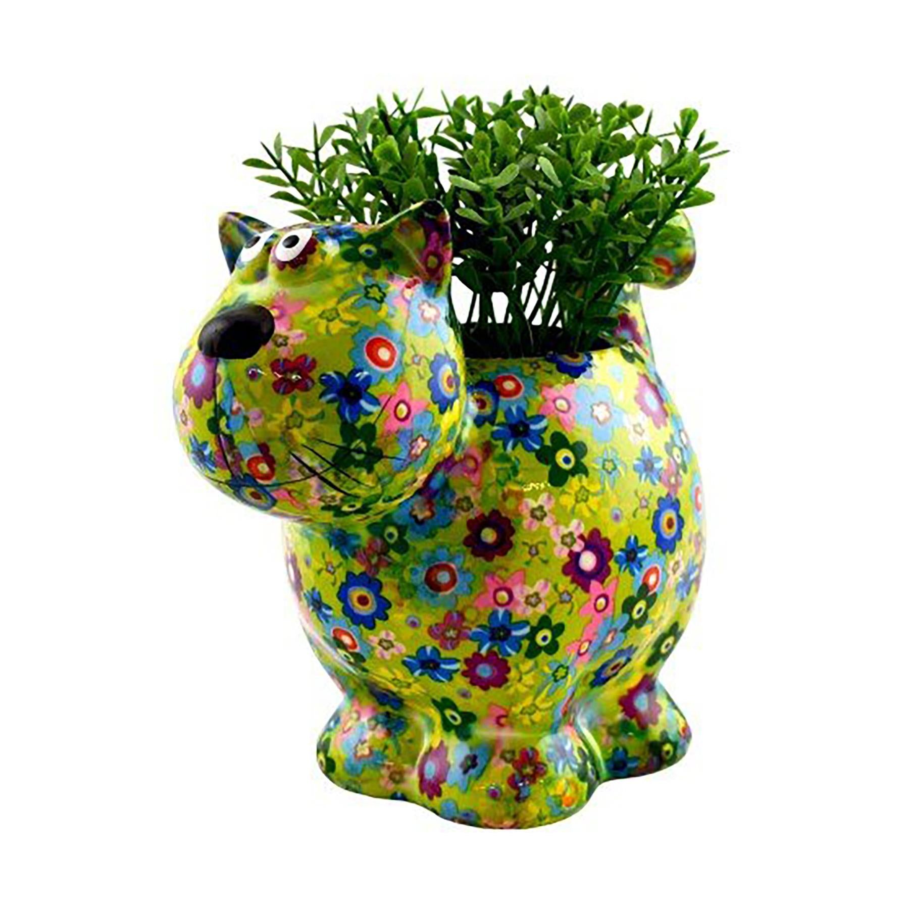 Pomme Pidou 'Dorothy' bright coloured cat shaped ceramic planter (6 PACK, ASSORTED)