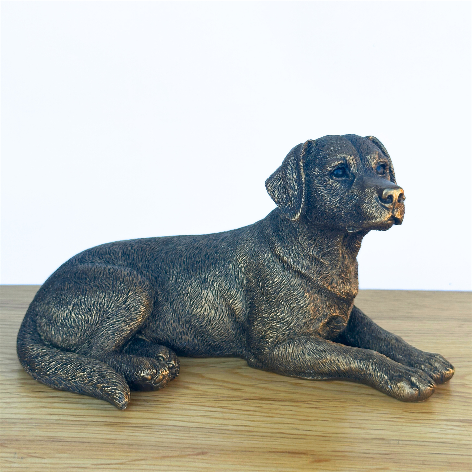 Laying Labrador Dog figurine, Leonardo Reflections Bronzed, gift boxed