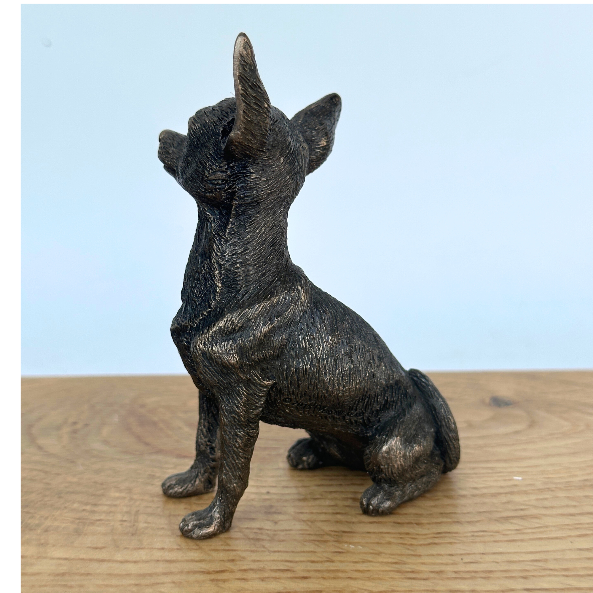 Cold Cast Bronze sitting Chihuahua ornament figurine