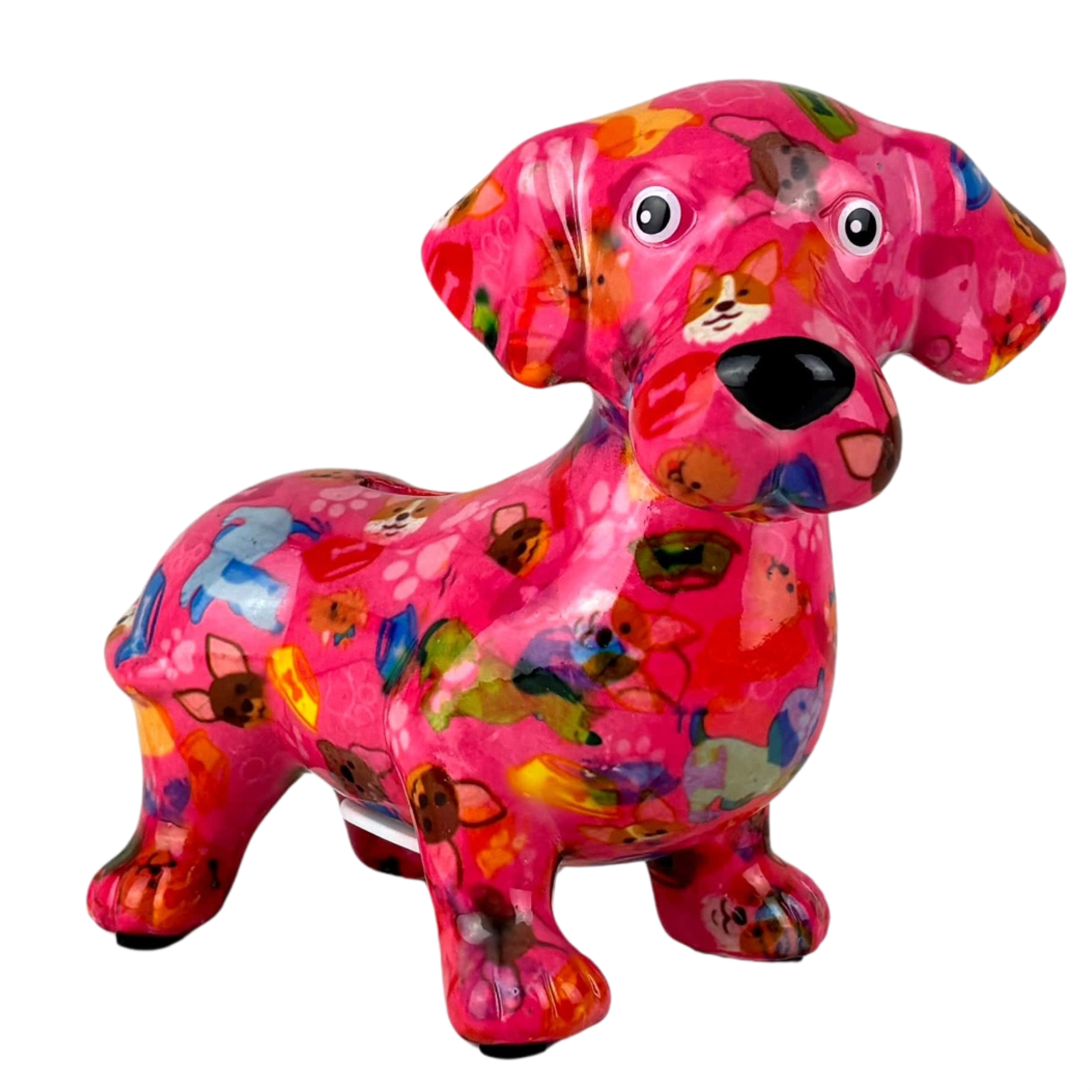 Pomme Pidou 'Dennis' Dachshund Sausage Dog Shaped Ceramic Money Box, 17 cm, gift boxed (8 PACK)