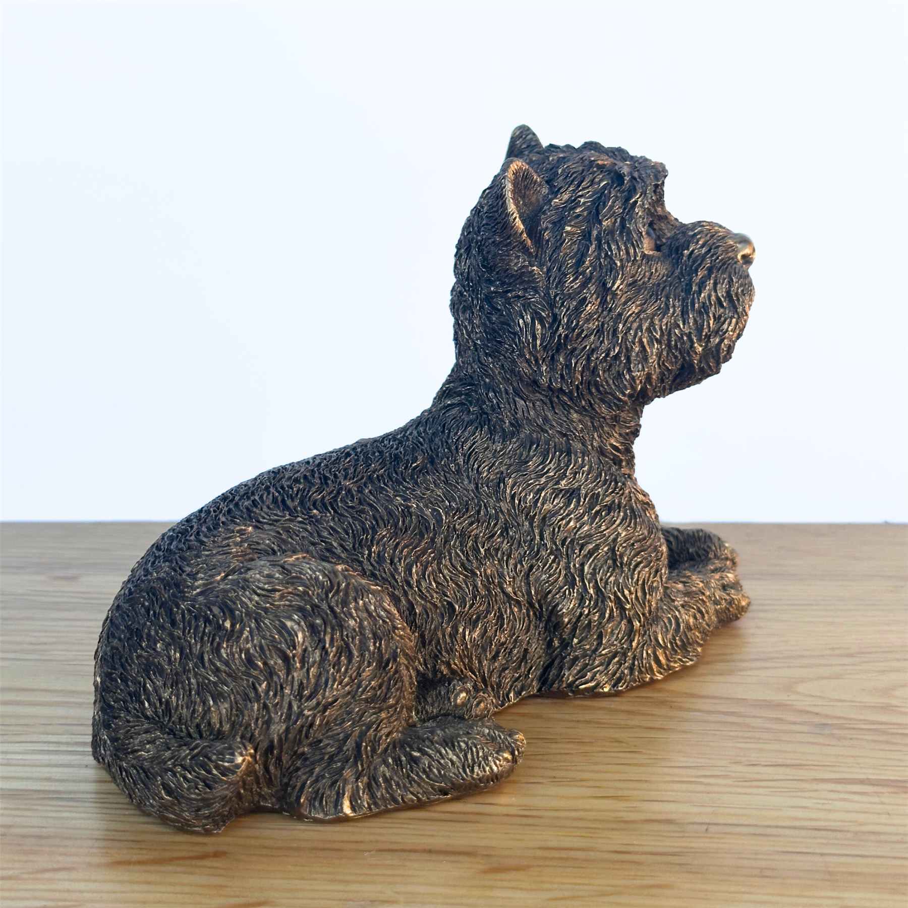 Laying West Highland Terrier 'Westie' Dog figurine, Leonardo Reflections Bronzed, gift boxed
