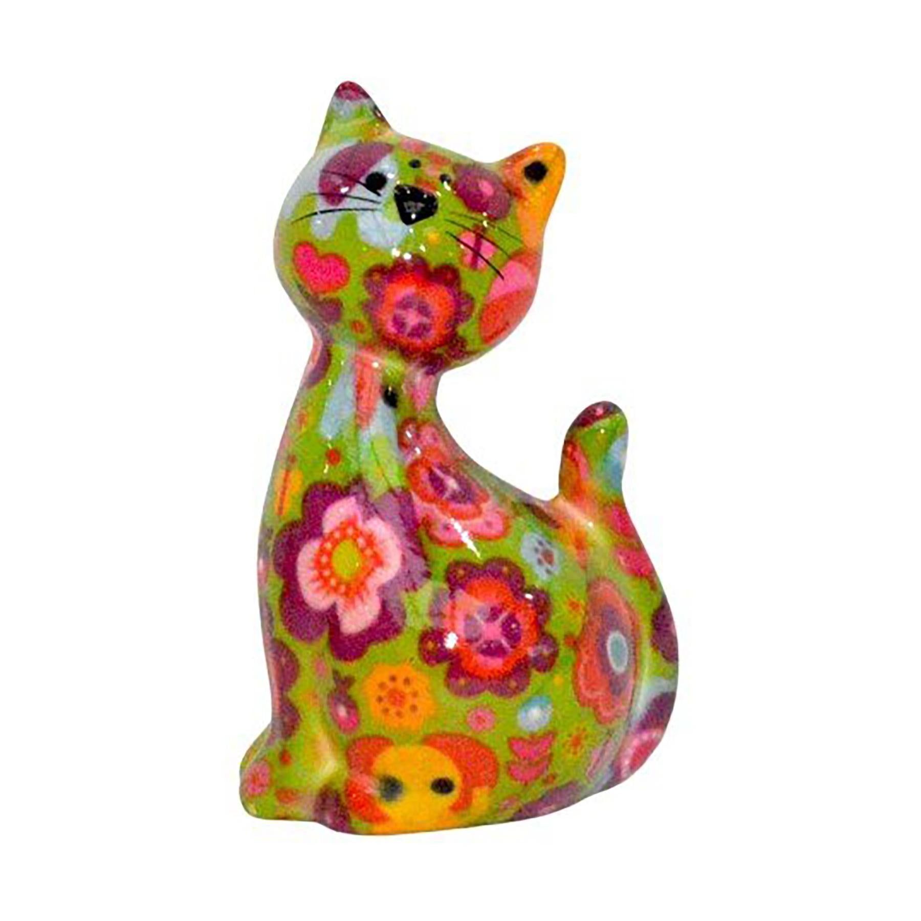 Pomme Pidou mini 'Caramel' bright coloured ceramic Cat shaped Money Box (6 PACK IN DISPLAY BOX)