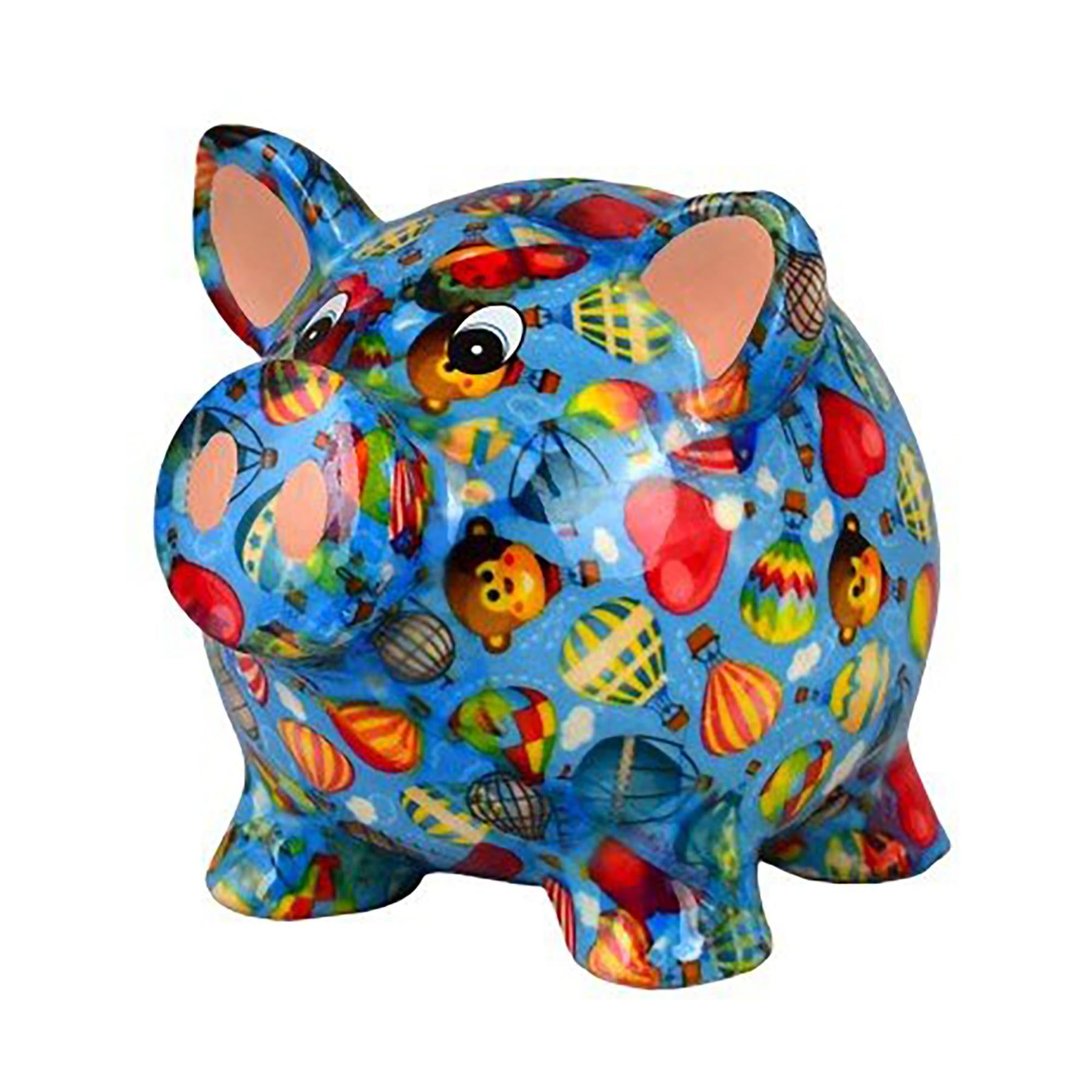 Pomme Pidou 'Rosie' (Medium) bright coloured ceramic Pig shaped Money Box (Medium) (6 PACK, ASSORTED)