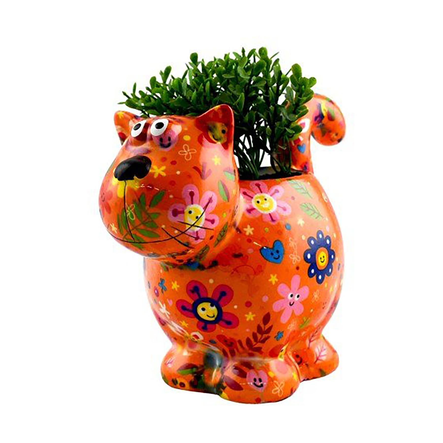Pomme Pidou 'Dorothy' bright coloured cat shaped ceramic planter (6 PACK, ASSORTED)