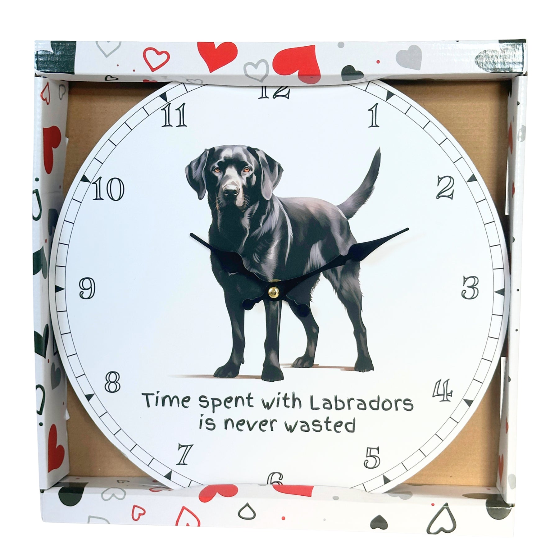 Dog Breeds Wall Clock 'Time Spent With Labradors' (Black Labrador)