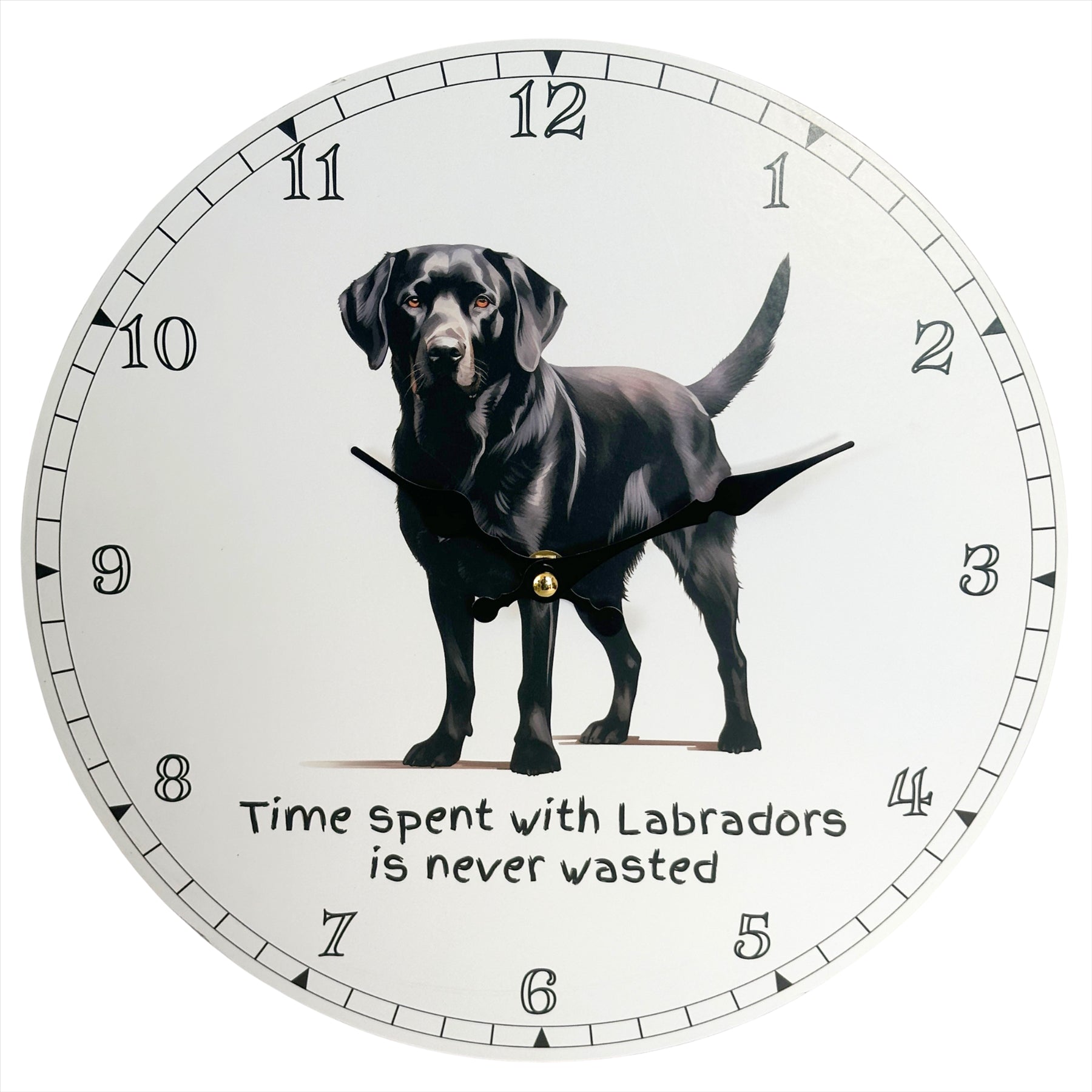 Dog Breeds Wall Clock 'Time Spent With Labradors' (Black Labrador)