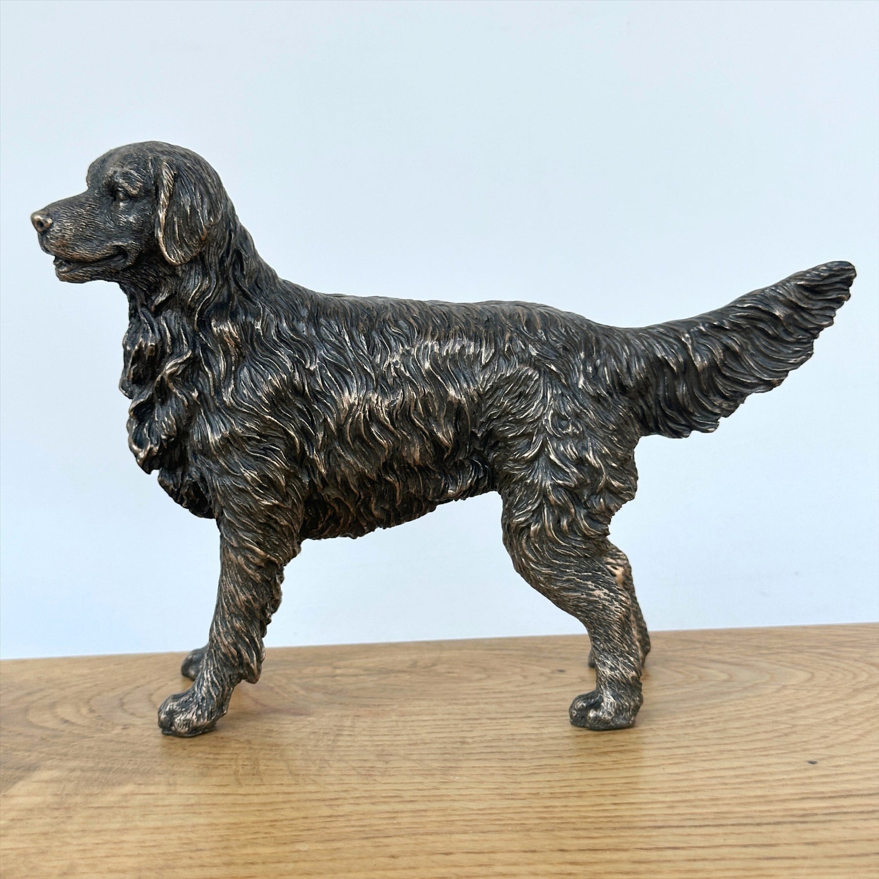 Retriever figurine in solid cold cast bronze, gift boxed