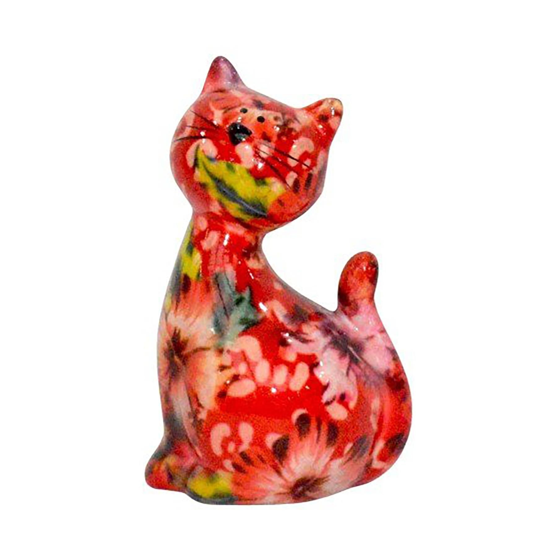 Pomme Pidou mini 'Caramel' bright coloured ceramic Cat shaped Money Box (6 PACK IN DISPLAY BOX)
