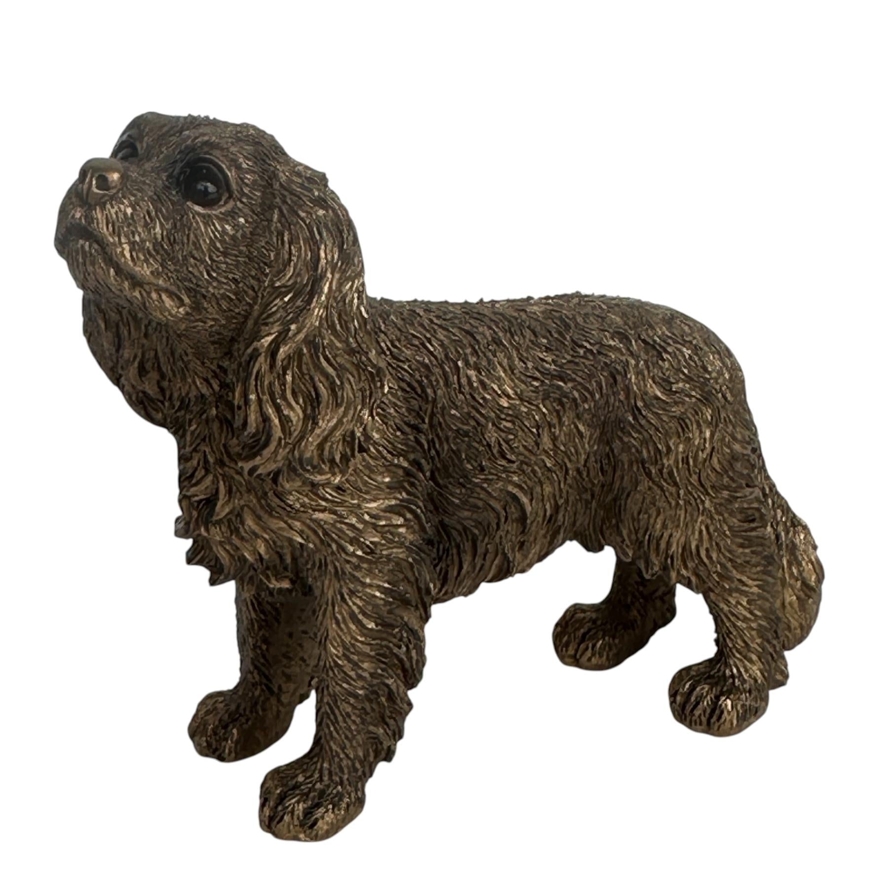 King Charles Spaniel Dog figurine, Leonardo Reflections Bronzed, gift boxed