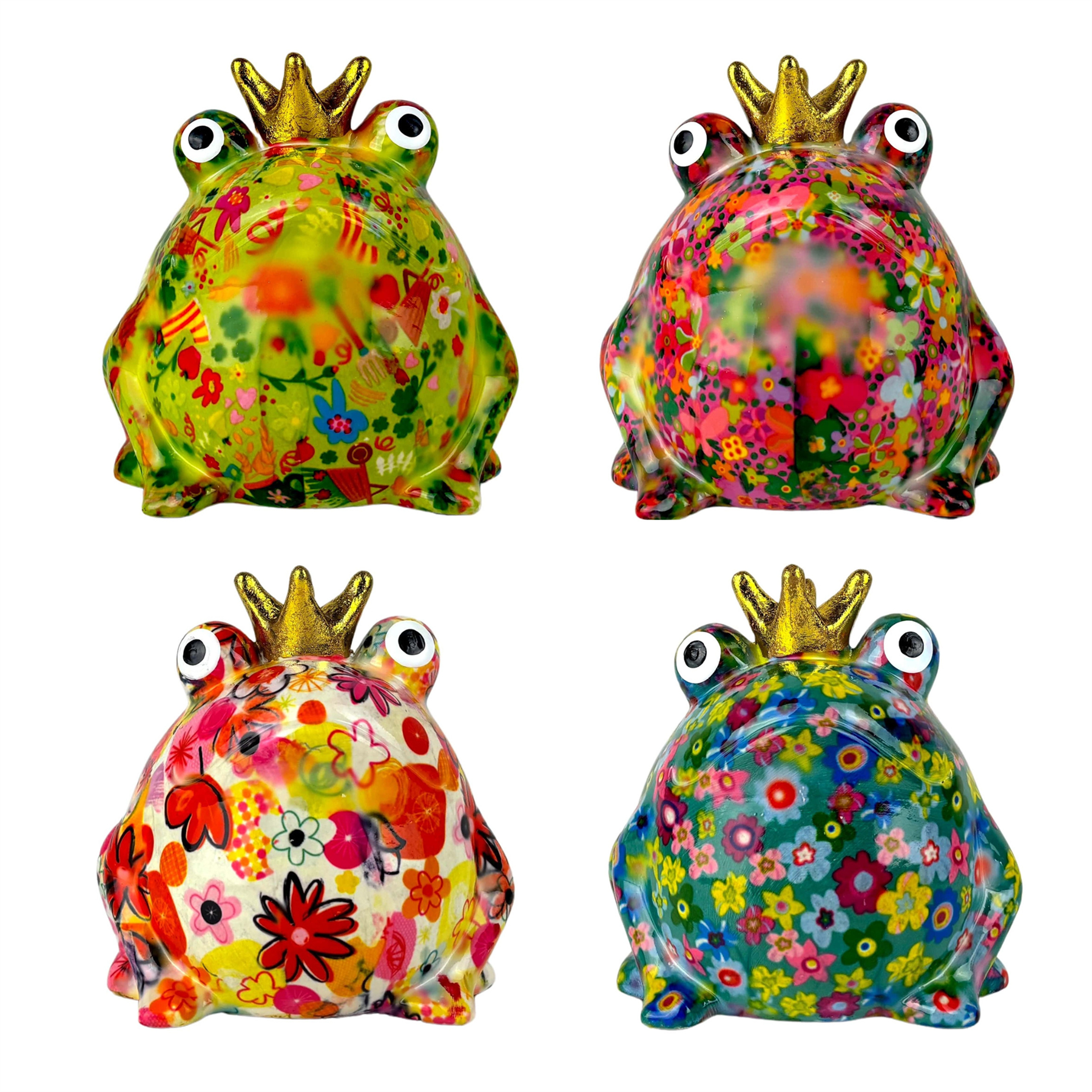Pomme Pidou 'Freddy' Frog Shaped Ceramic Money Box Piggy Bank, 14cm, gift boxed (8 PACK)