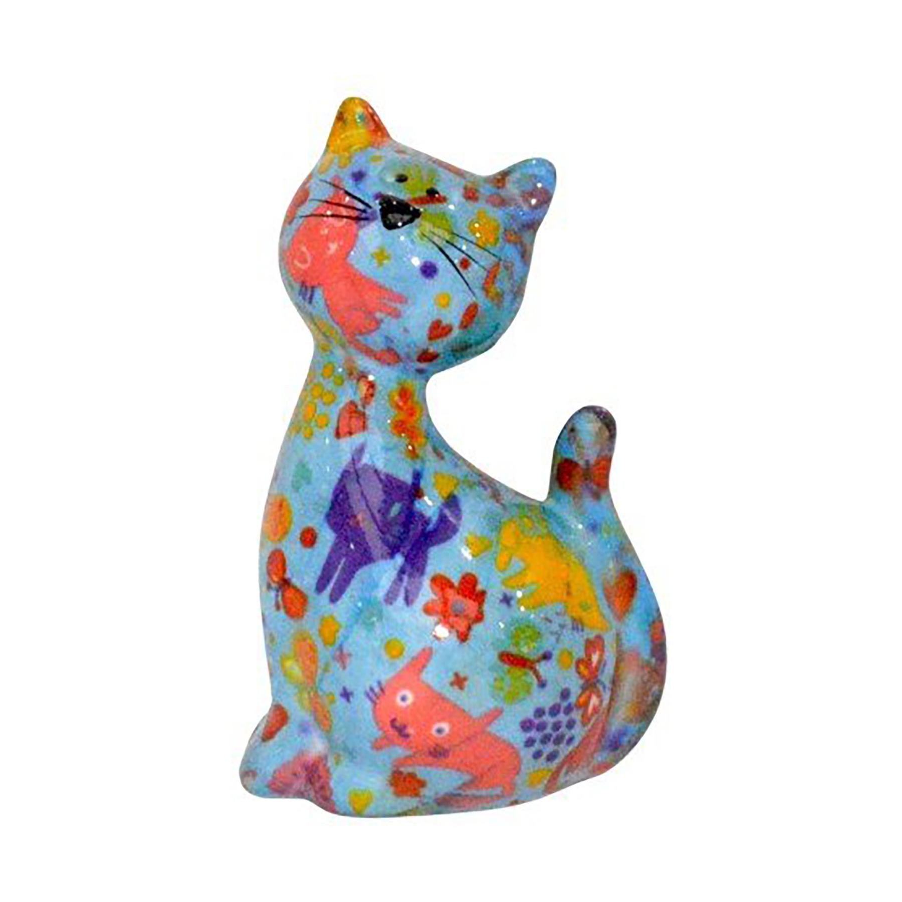 Pomme Pidou mini 'Caramel' bright coloured ceramic Cat shaped Money Box (6 PACK IN DISPLAY BOX)