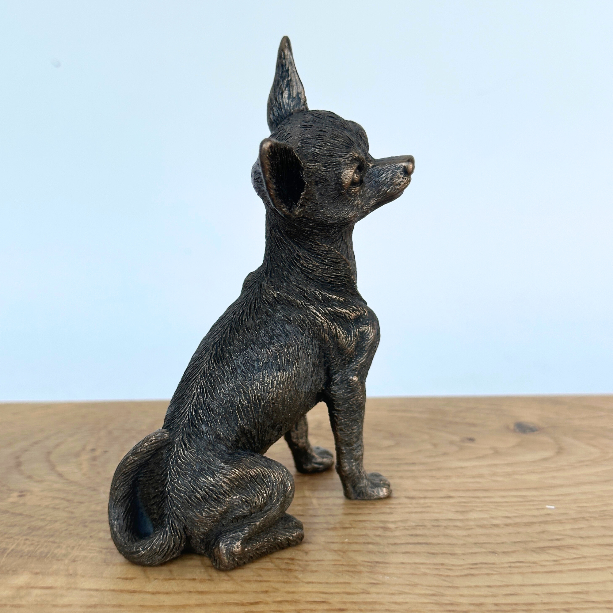 Cold Cast Bronze sitting Chihuahua ornament figurine