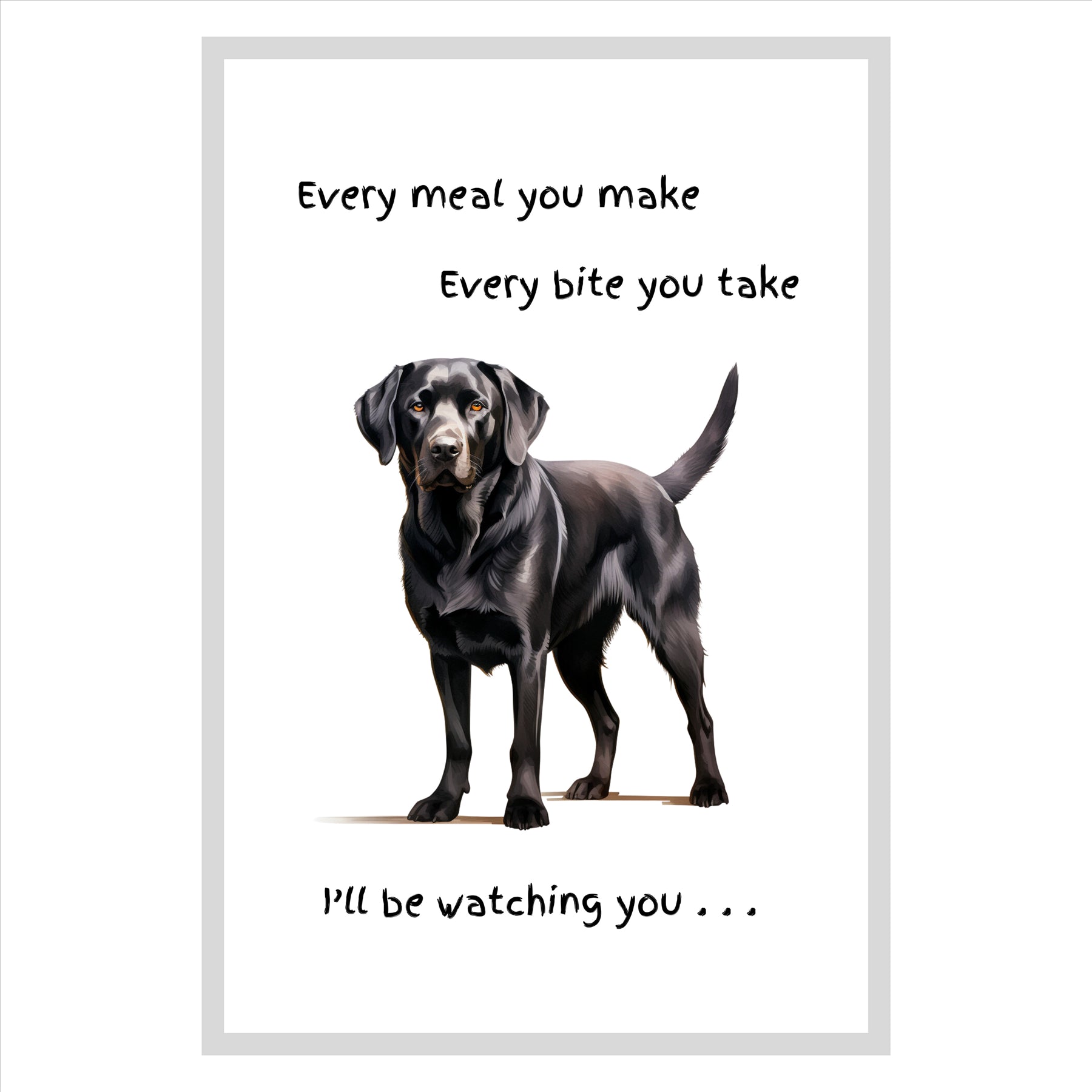 Dog Tea Towel With 'Watching You' Funny Wording (Black Labrador)