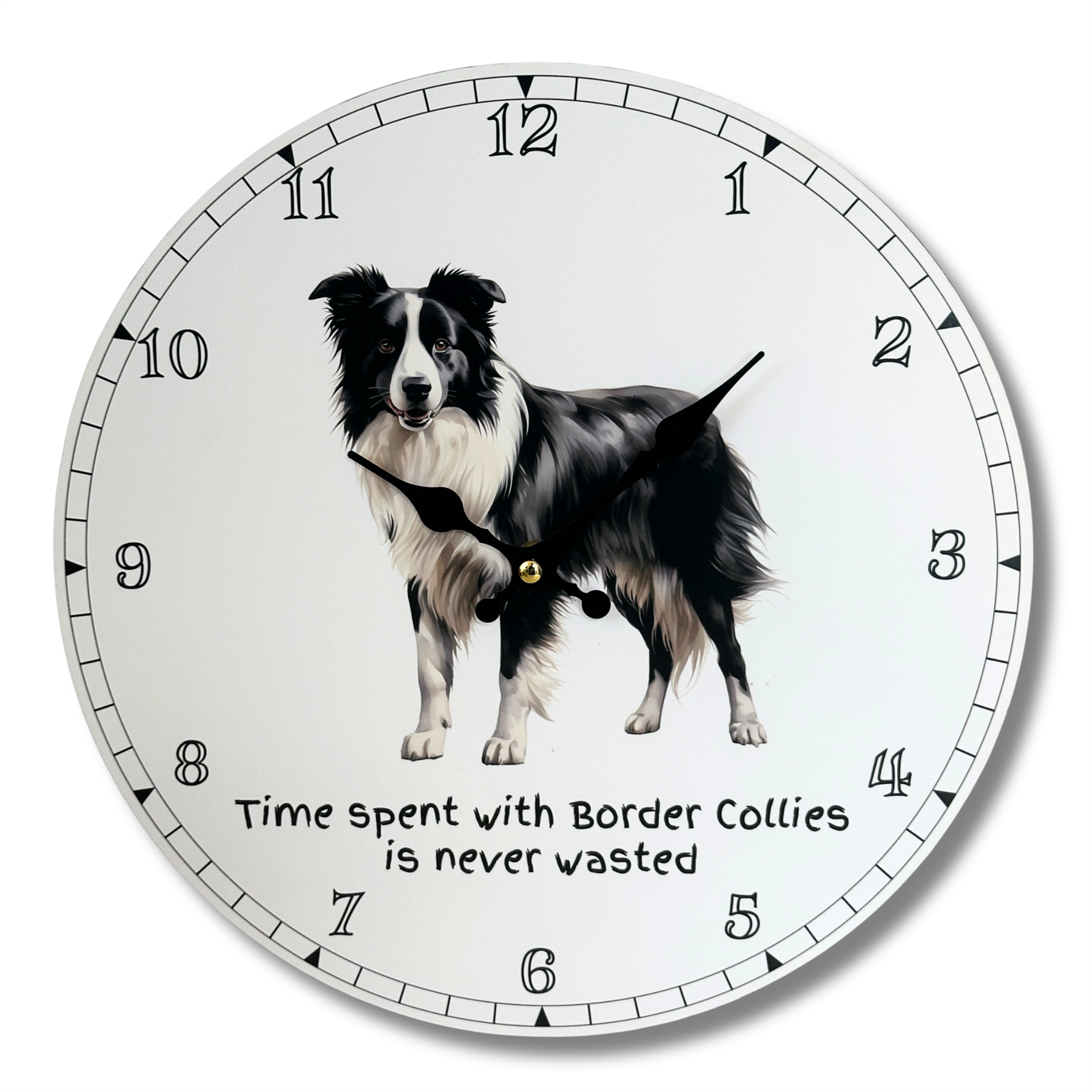 'Love Dogs' Dog Breeds Wall Clock 'Time Spent With Border Collies'