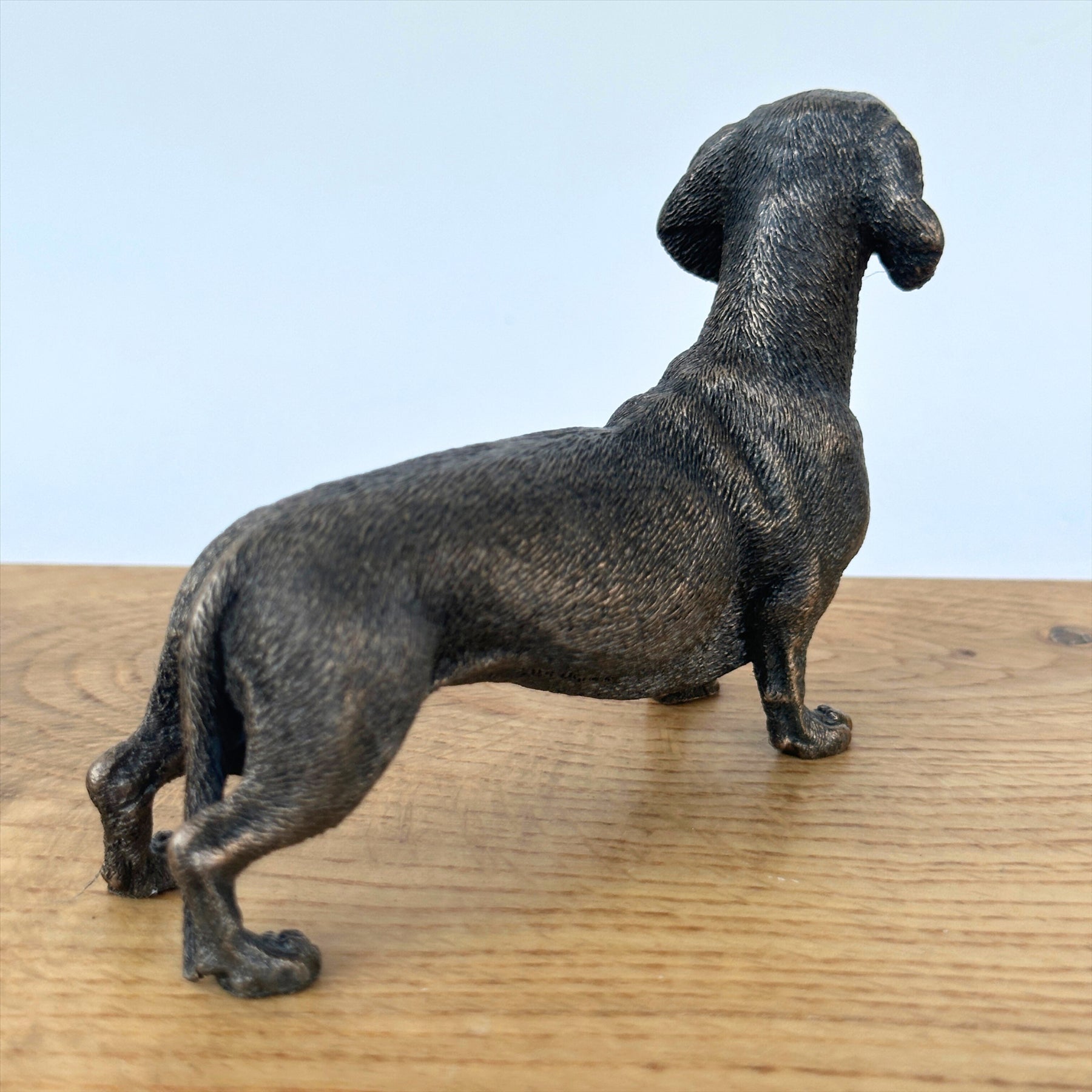 Dachshund figurine in solid cold cast bronze, gift boxed