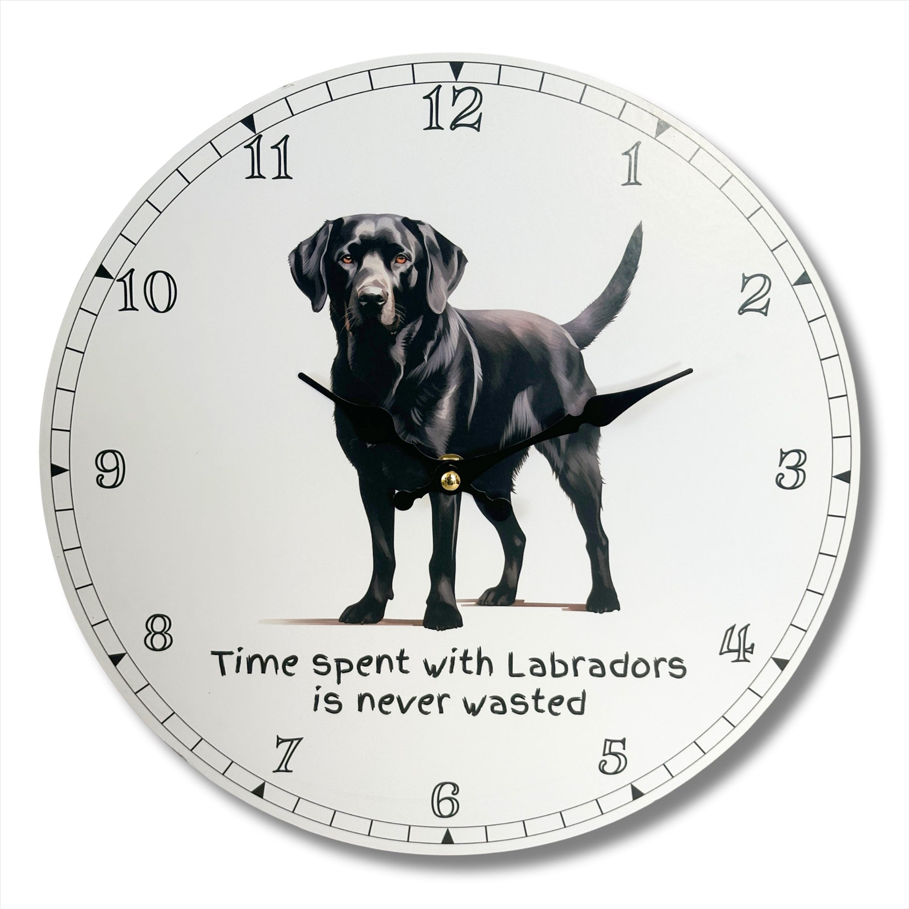 Dog Breeds Wall Clock 'Time Spent With Labradors' (Black Labrador)