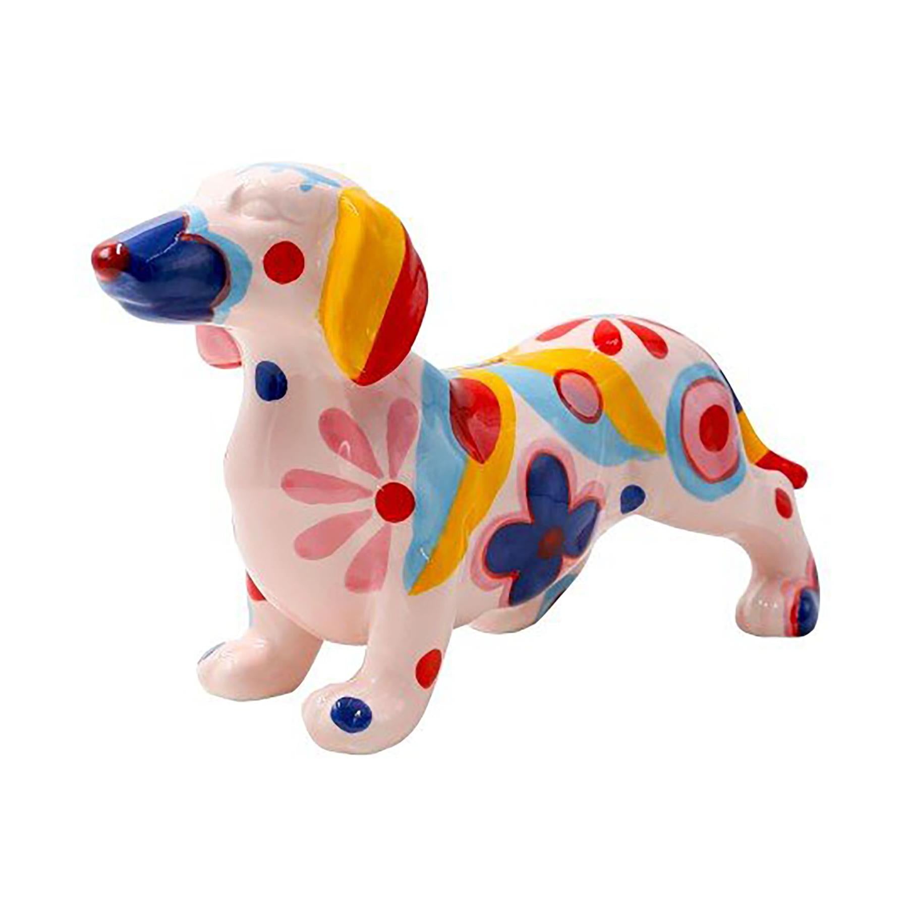 Pomme Pidou 'Frankie Blossom Bliss' Dachshund shaped ceramic Money Box (Medium) (6 PACK, ASSORTED)