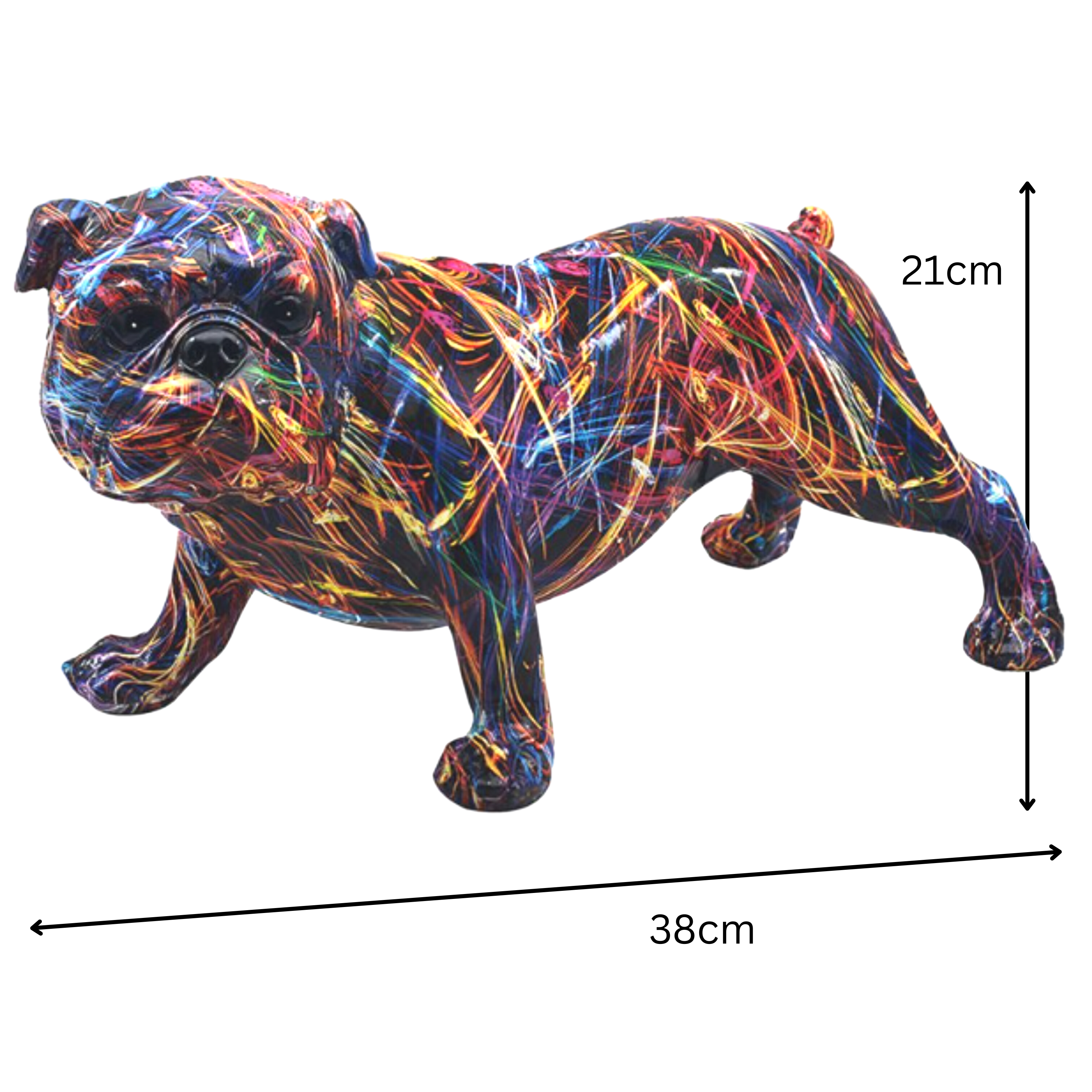 XL (38cm) Supernova English Bulldog ornament bright coloured home decor figurine